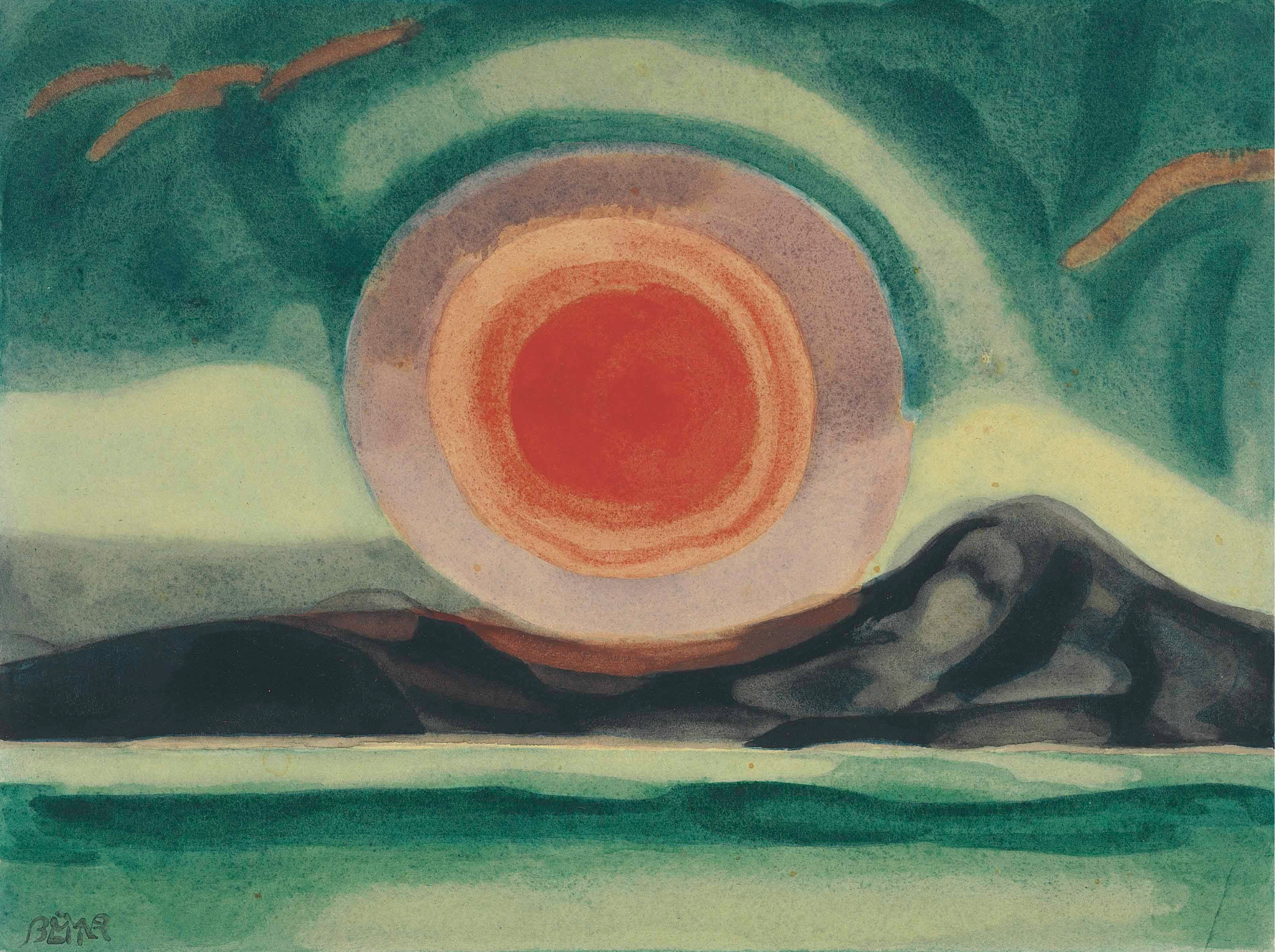 Sunset on the St. Lawrence by Oscar Bluemner - 1927 - 24.1 x 32.4 cm private collection