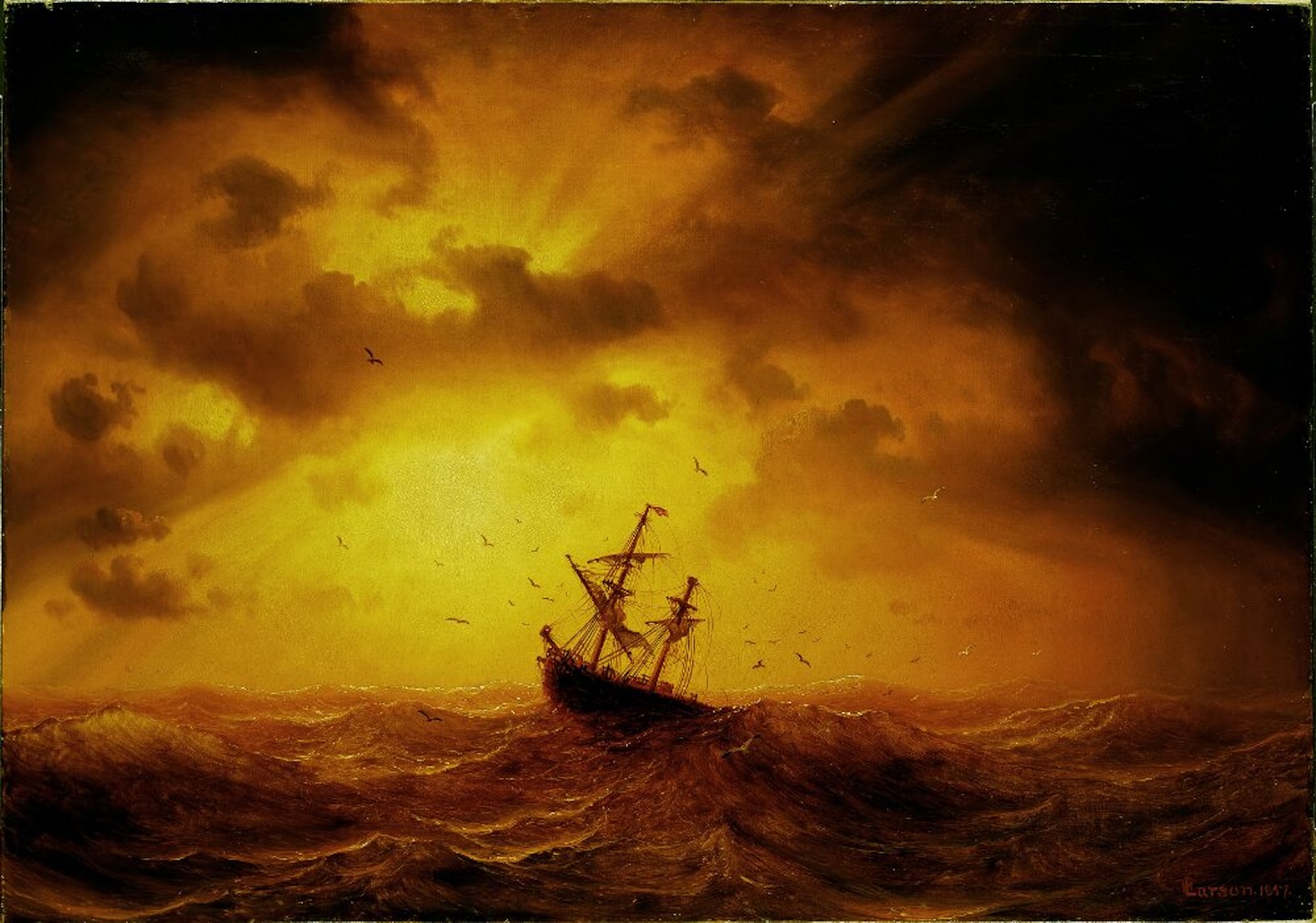 Viharos tenger by Marcus Larson - 1857 - 88,5 × 127 cm 