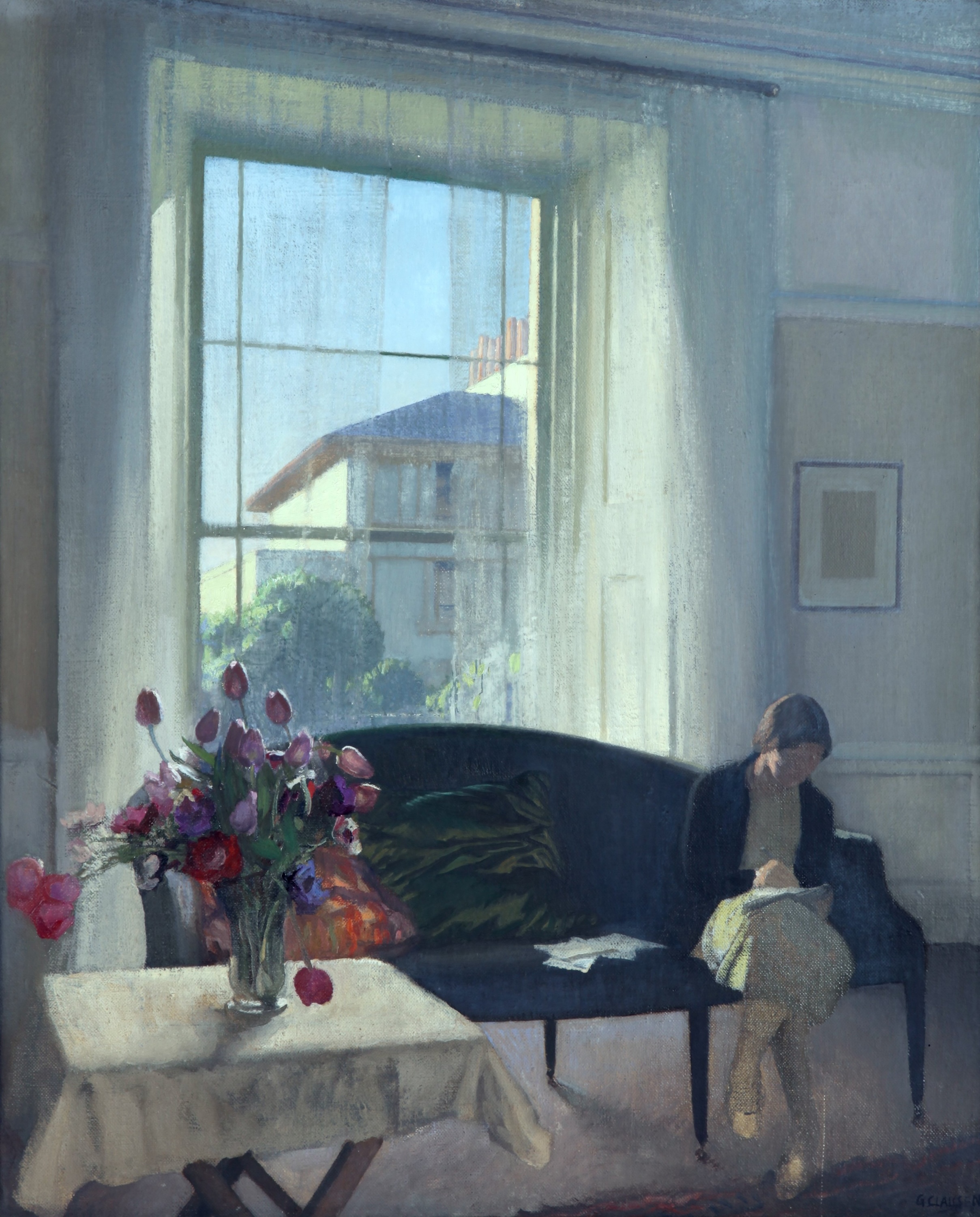 Sessiz Oda (orig. "The Quiet Room") by George Clausen - 1928 - 60.8 x 50.8 cm Crawford Sanat Galerisi