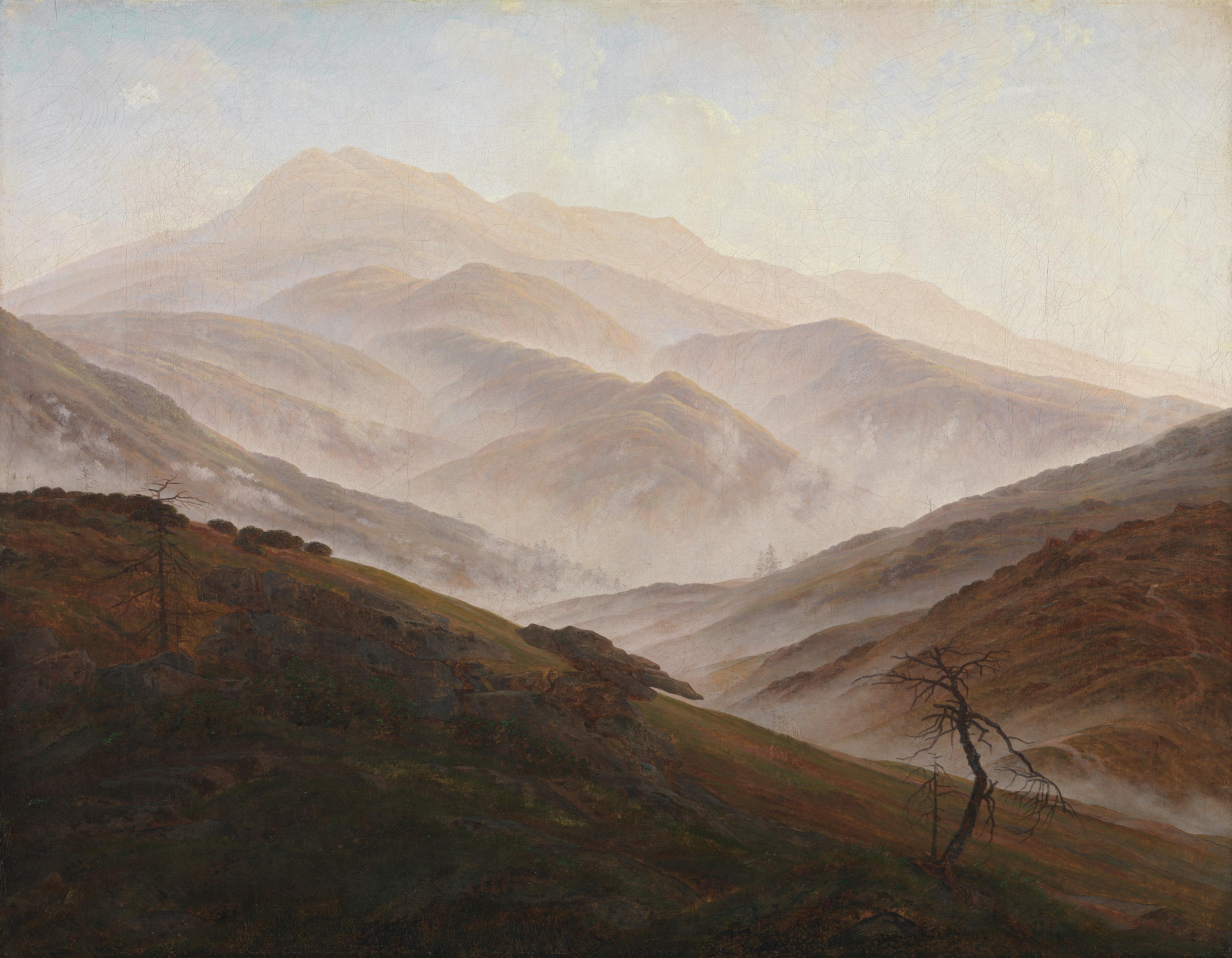 Widok Karkonoszy przy opadającej mgle by Caspar David Friedrich - ok. 1819/20 - 54,9 × 70,4 cm 