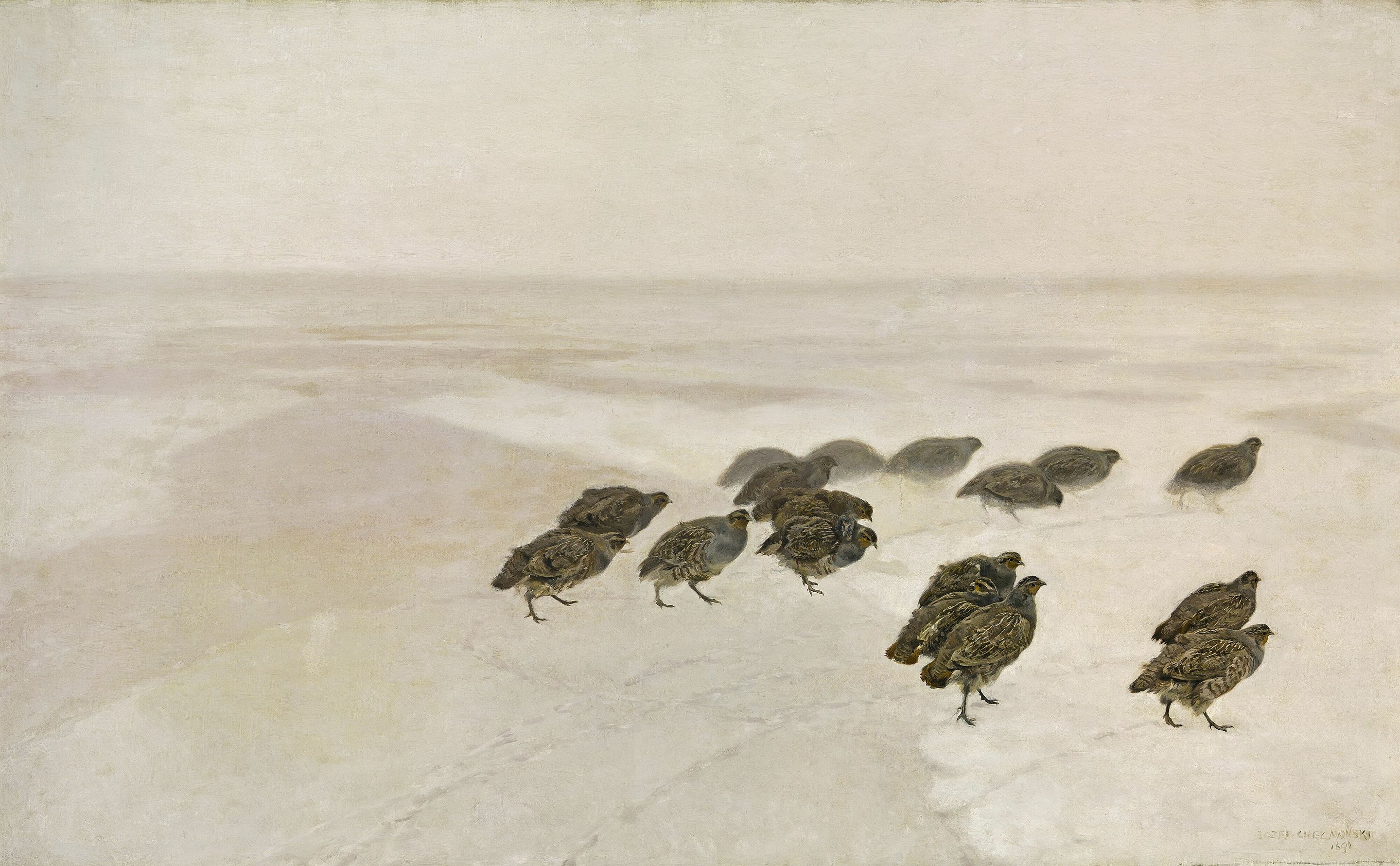 Kuropatwy by Józef Chełmoński - 1891 r. - 123 × 199 cm 