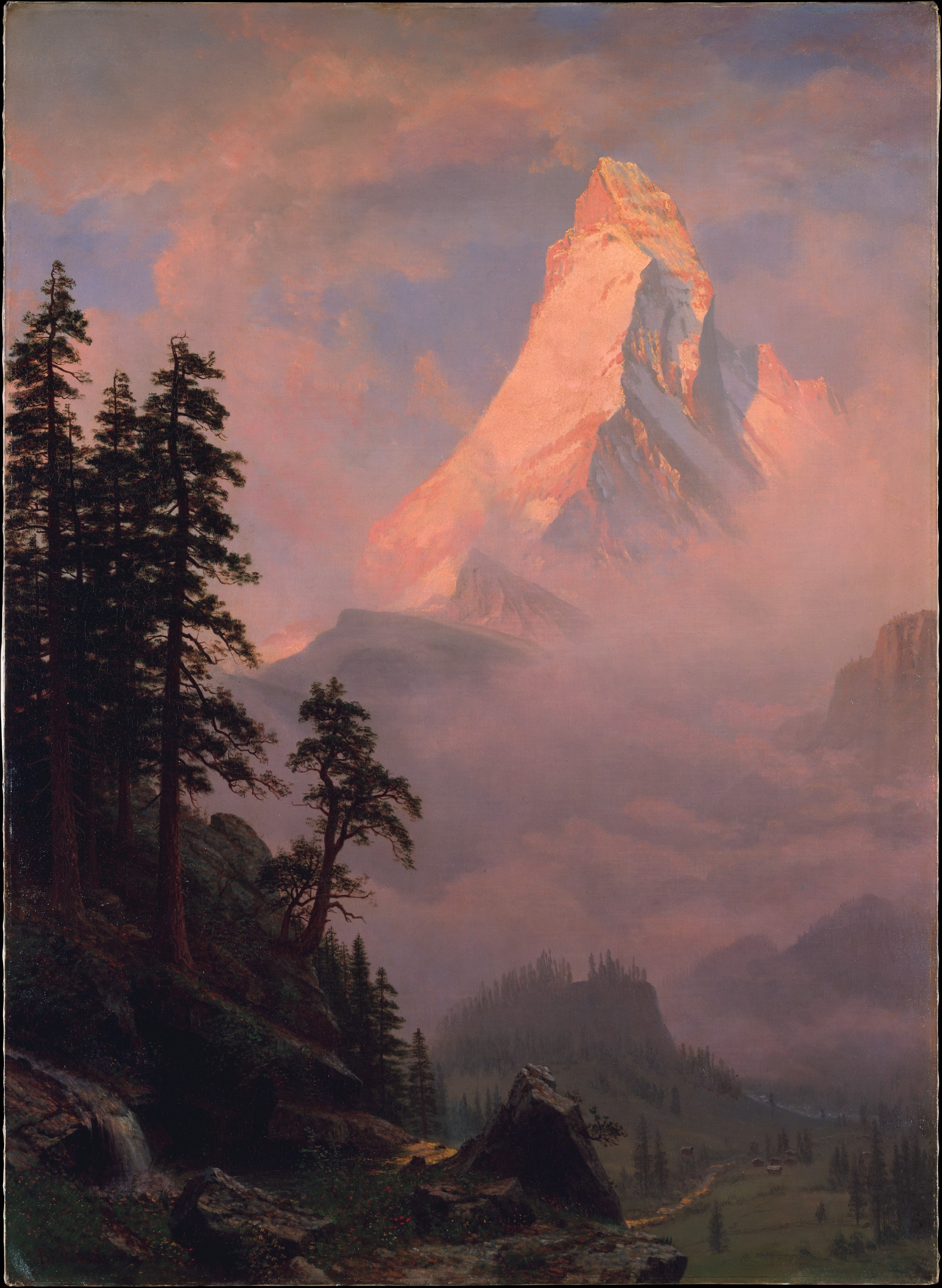 Zonsopgang op de Matterhorn by Albert Bierstadt - na 1875 - 148,6 x 108.3 cm 