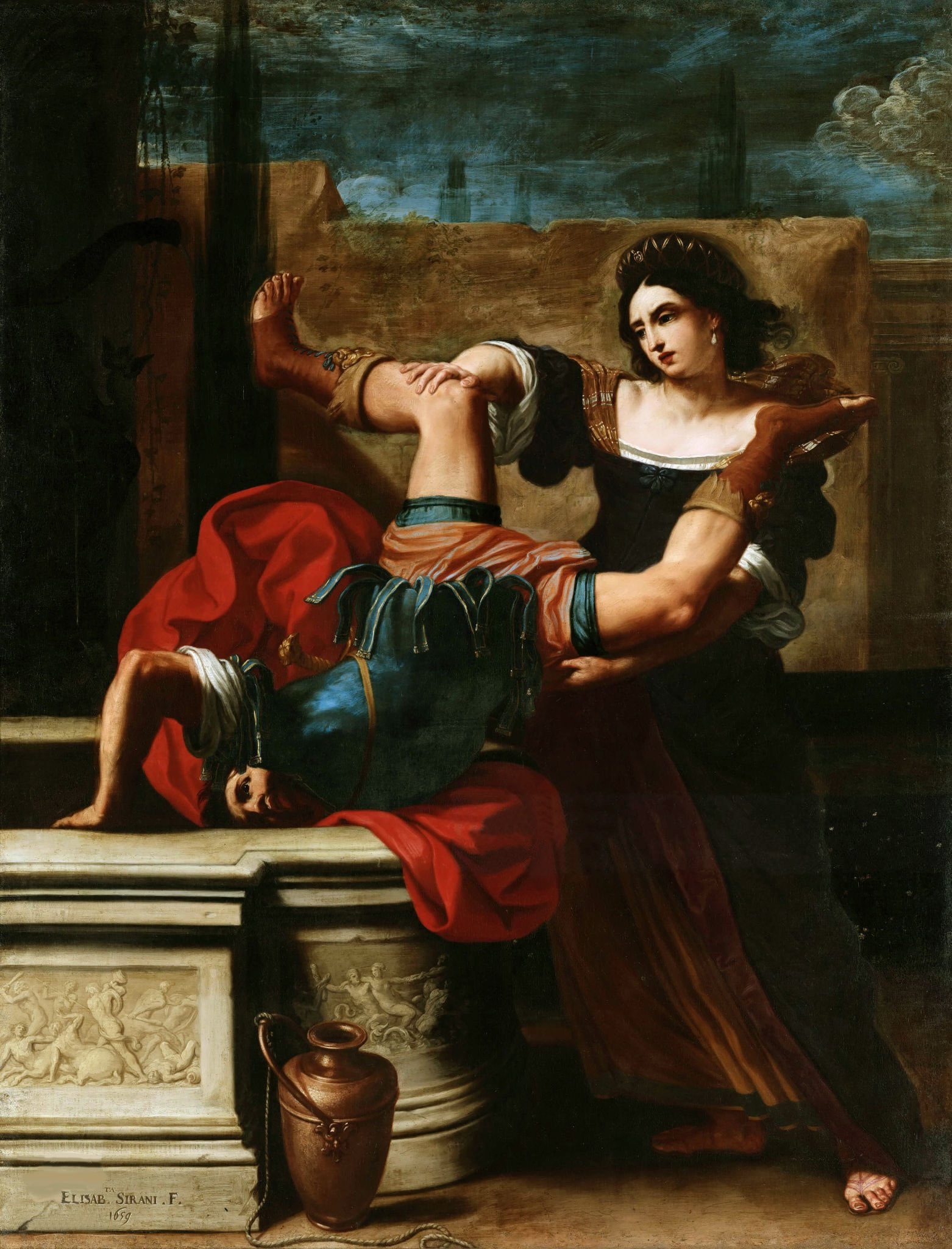 アレクサンダー大王の武将を殺すティモクレア by Elisabetta Sirani - 1659年 - 228 x 174.5 cm 