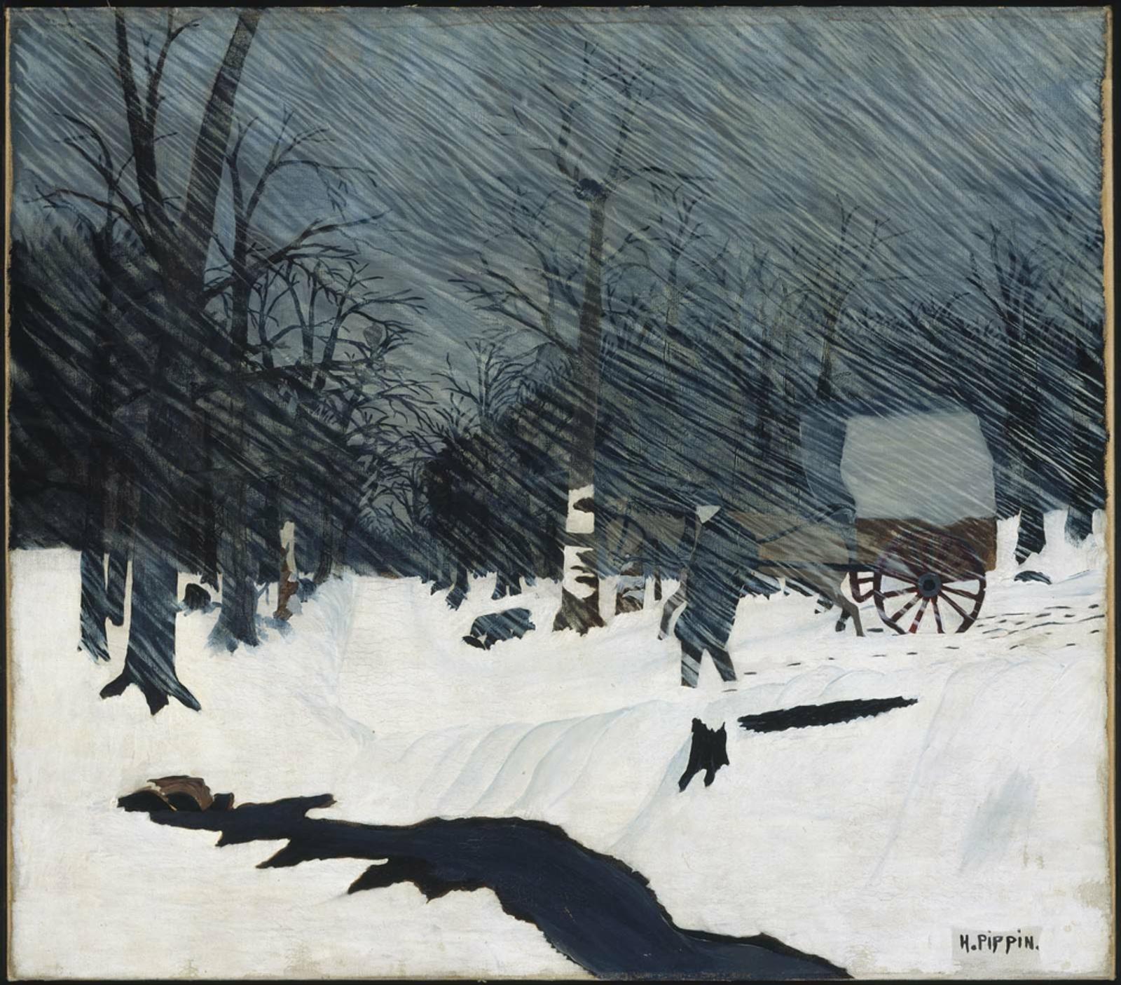 Doctorul de țară (Vizita de noapte) by Horace Pippin - 1935 - 71.44 x 81.6 cm 