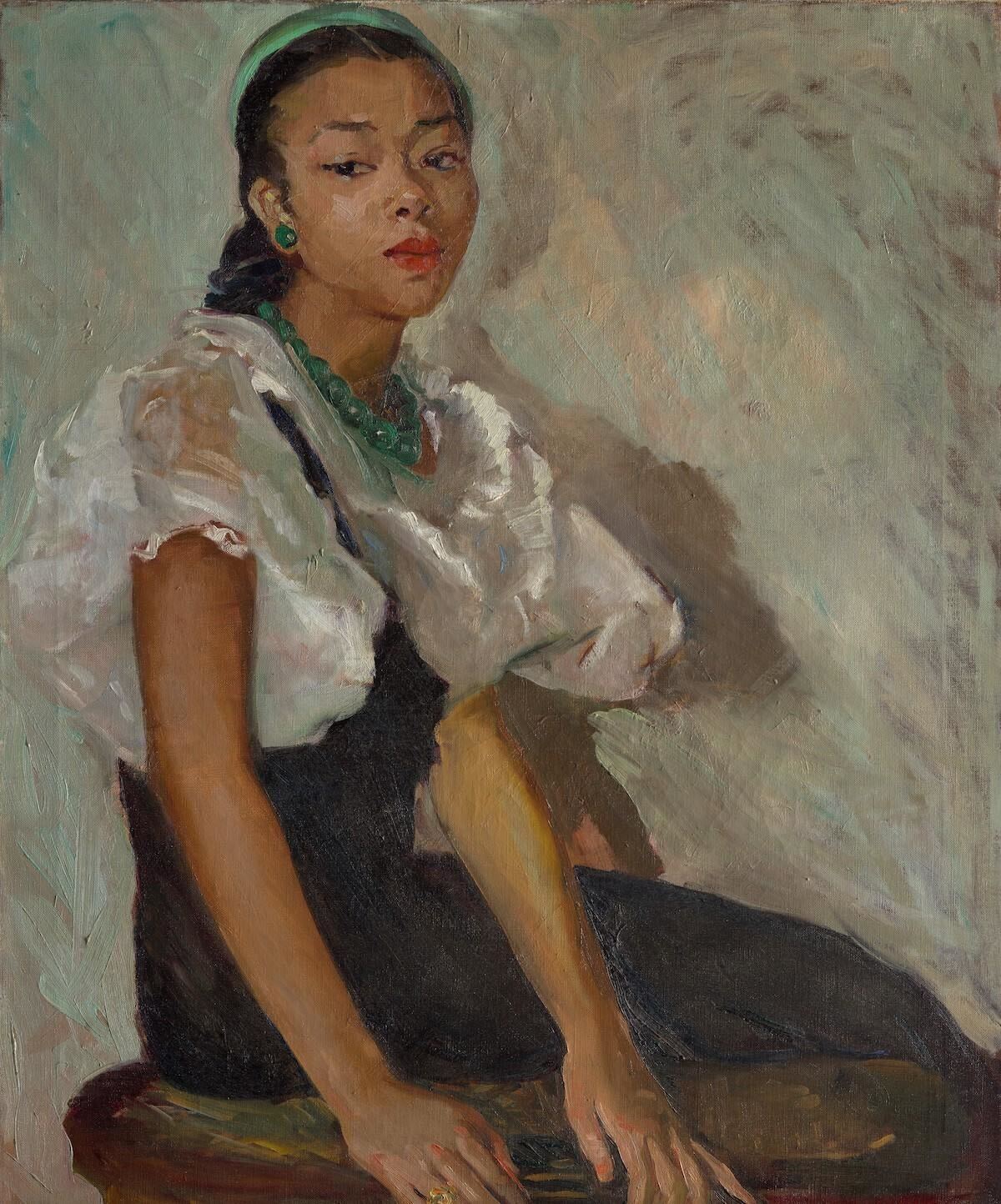 Fata cu căciulă verde by Laura Wheeler Waring - 1930 - 76.2 × 63.5 cm 