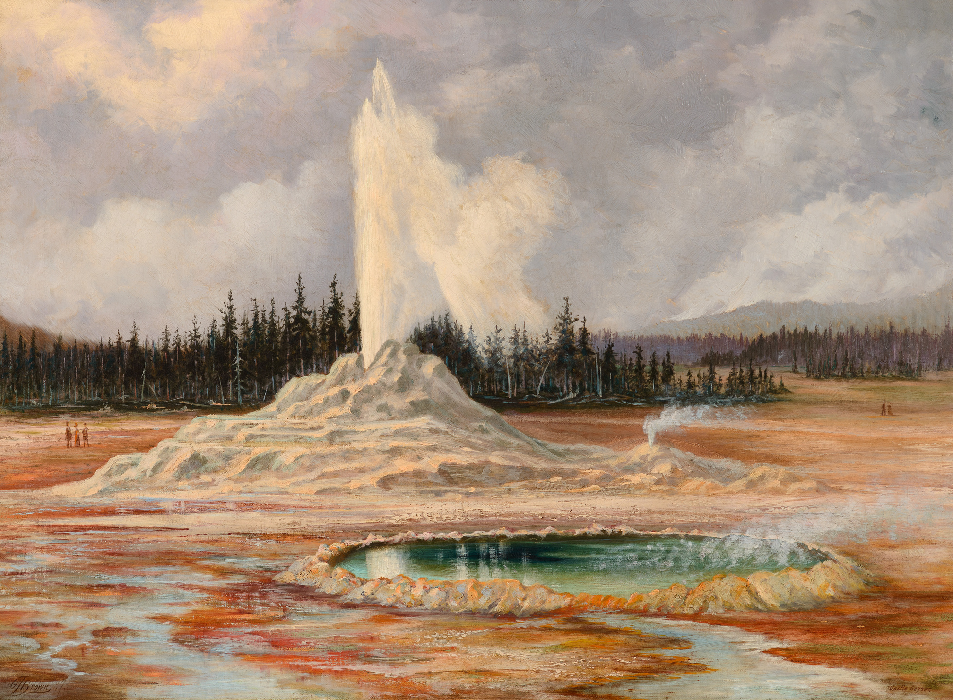 Castle Geyser e Castle Well, Yellowstone by Grafton Tyler Brown - 1887 - 56 × 76 cm collezione privata