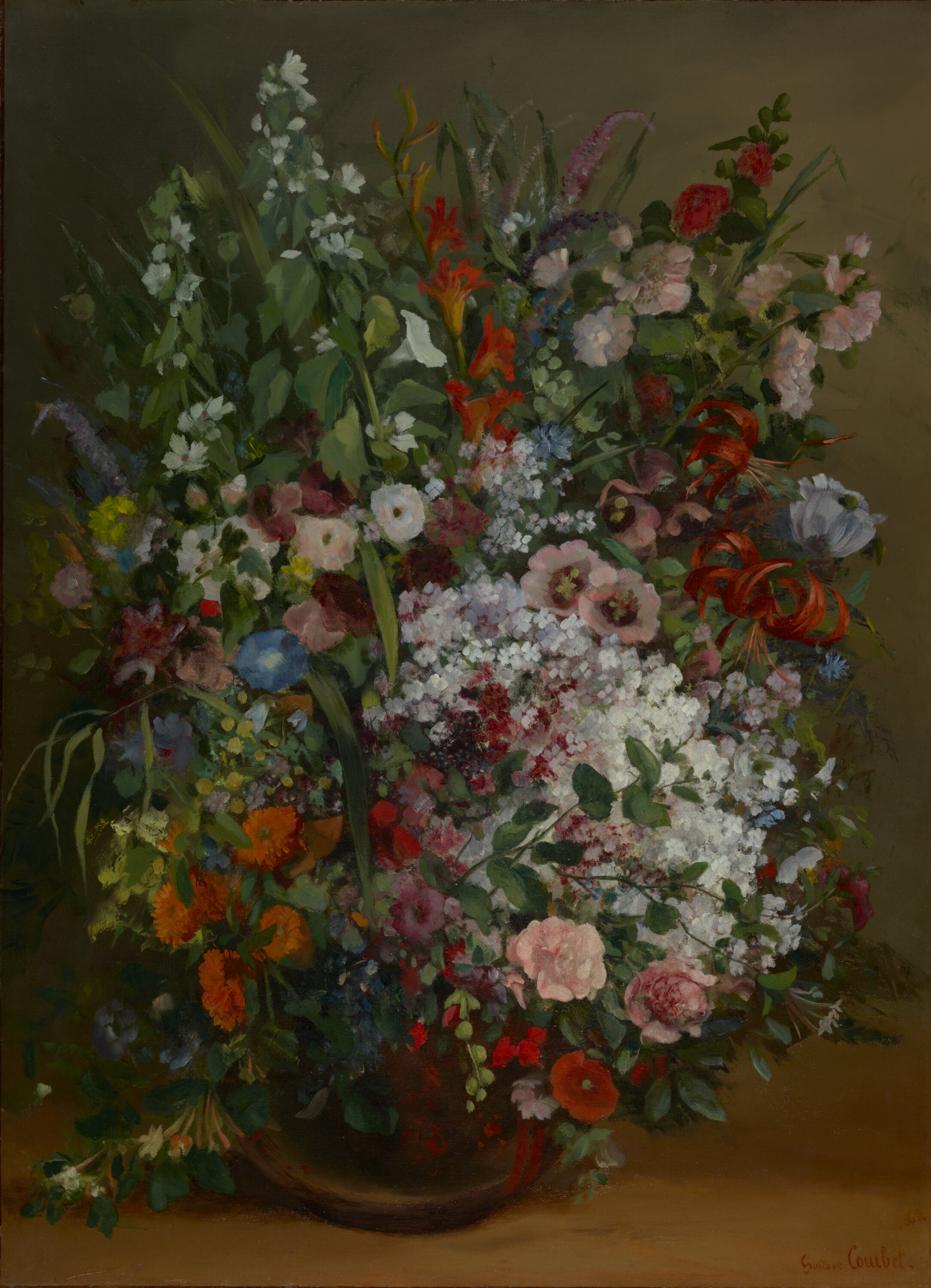 花瓶中的花束 by 古斯塔夫 庫爾貝 - 1862 年 - 100.3 × 73.3 釐米 