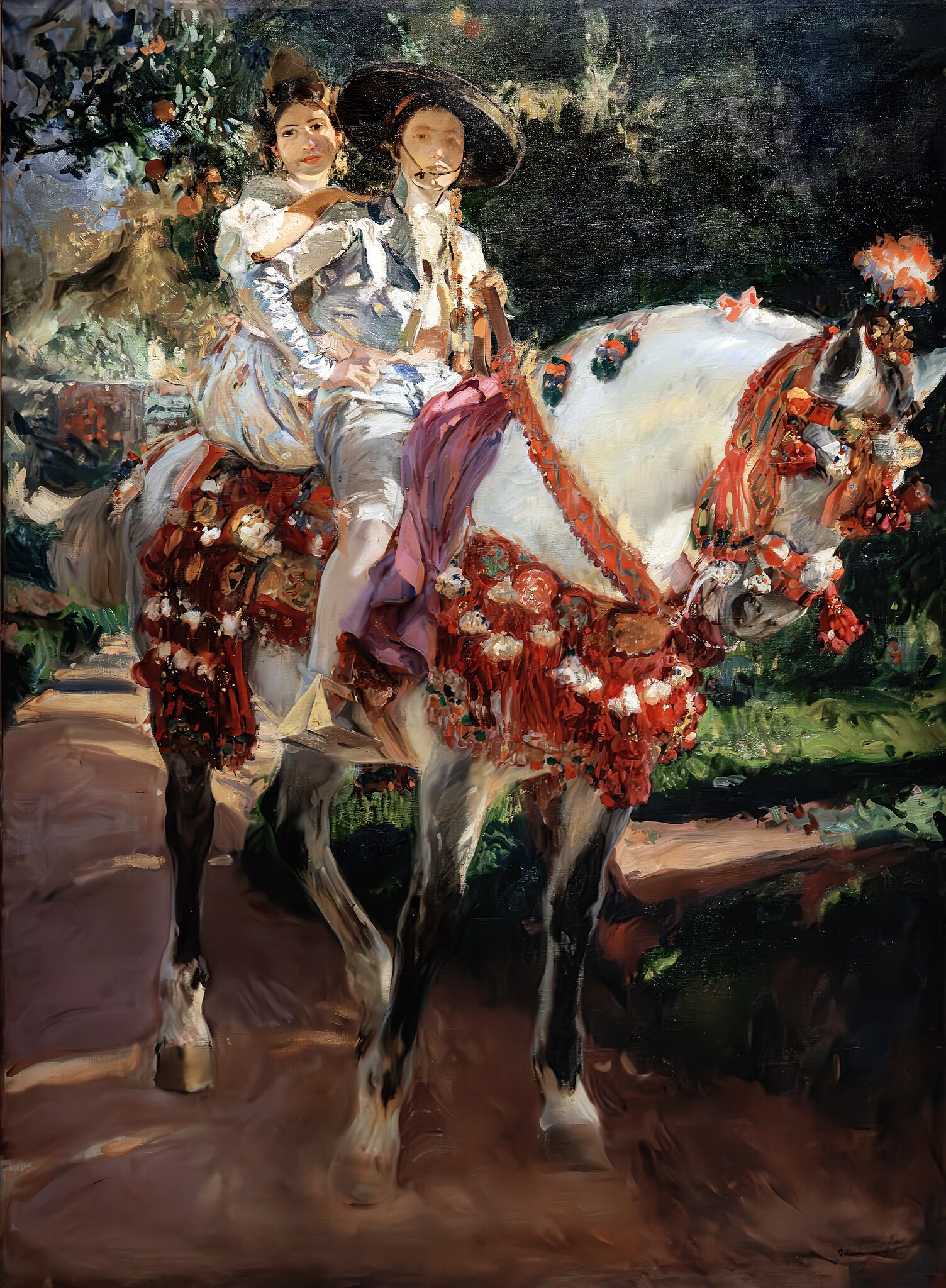 Elena and Maria with Old-fashioned Valencian Costumes by Joaquín Sorolla - 1908 - 253.5 x 188 cm Museu Nacional d'Art de Catalunya