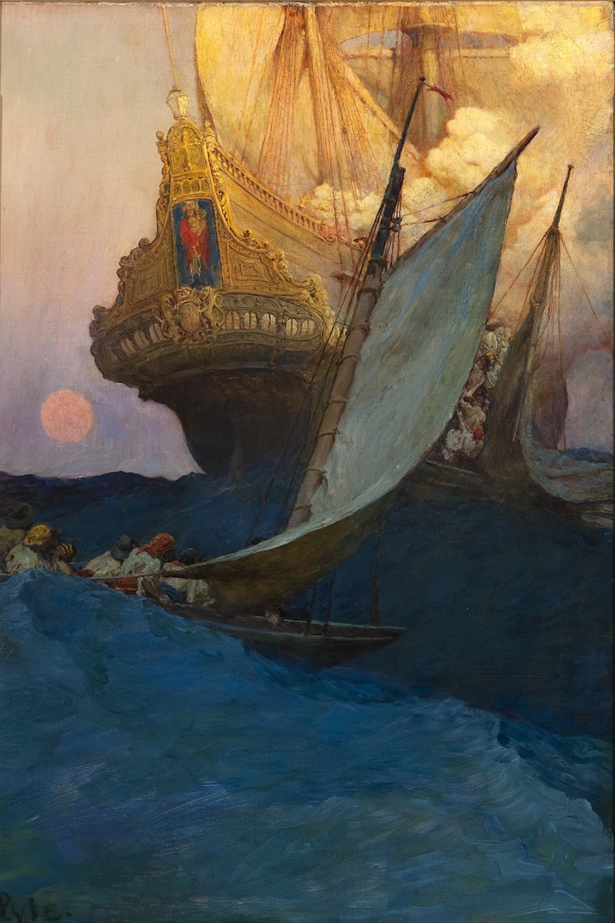 大帆船上的襲擊 by Howard Pyle - 1905 - 74.9 x 49.5 cm 