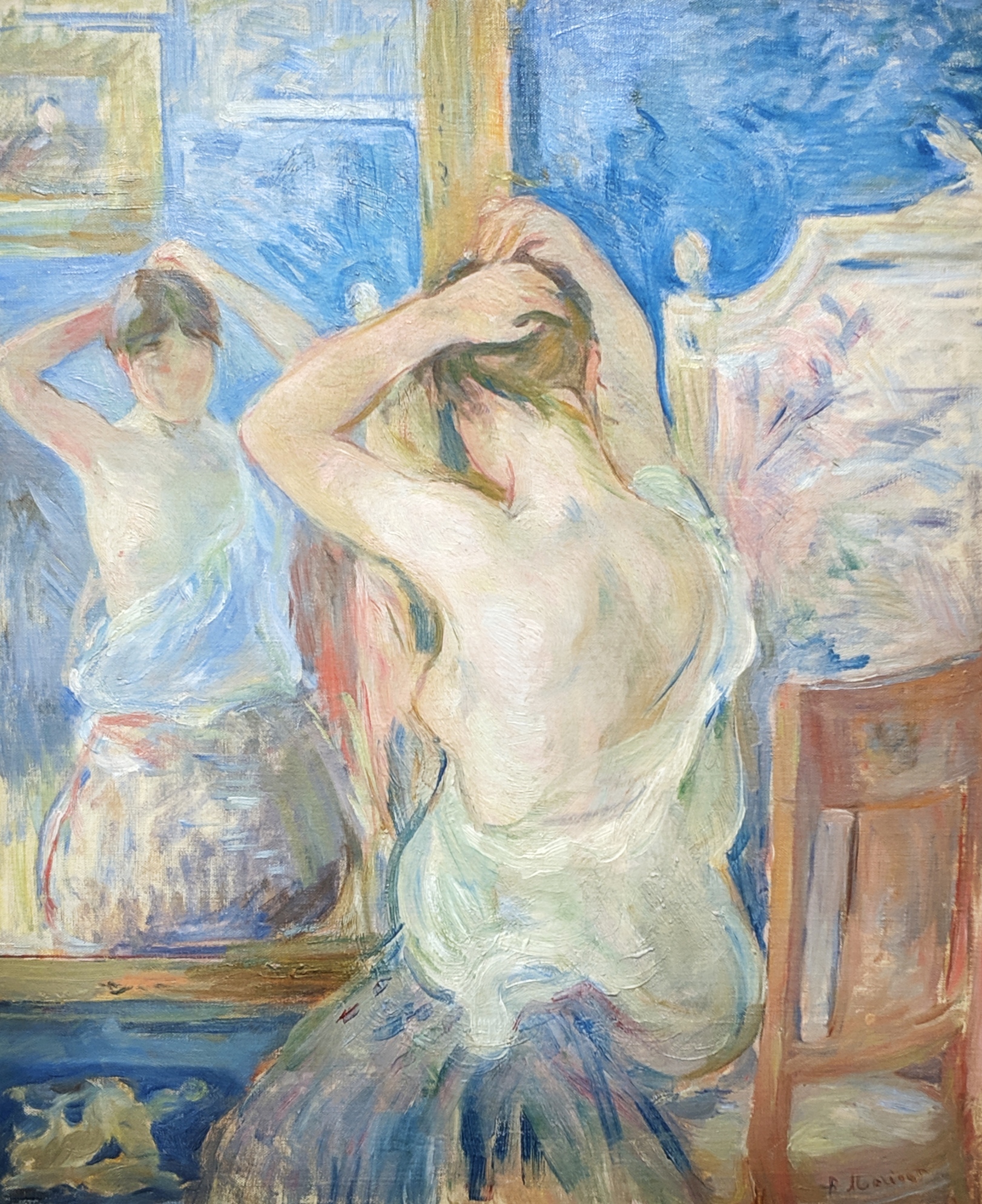În fața oglinzii by Berthe Morisot - 1890 - 55 x 46 cm 