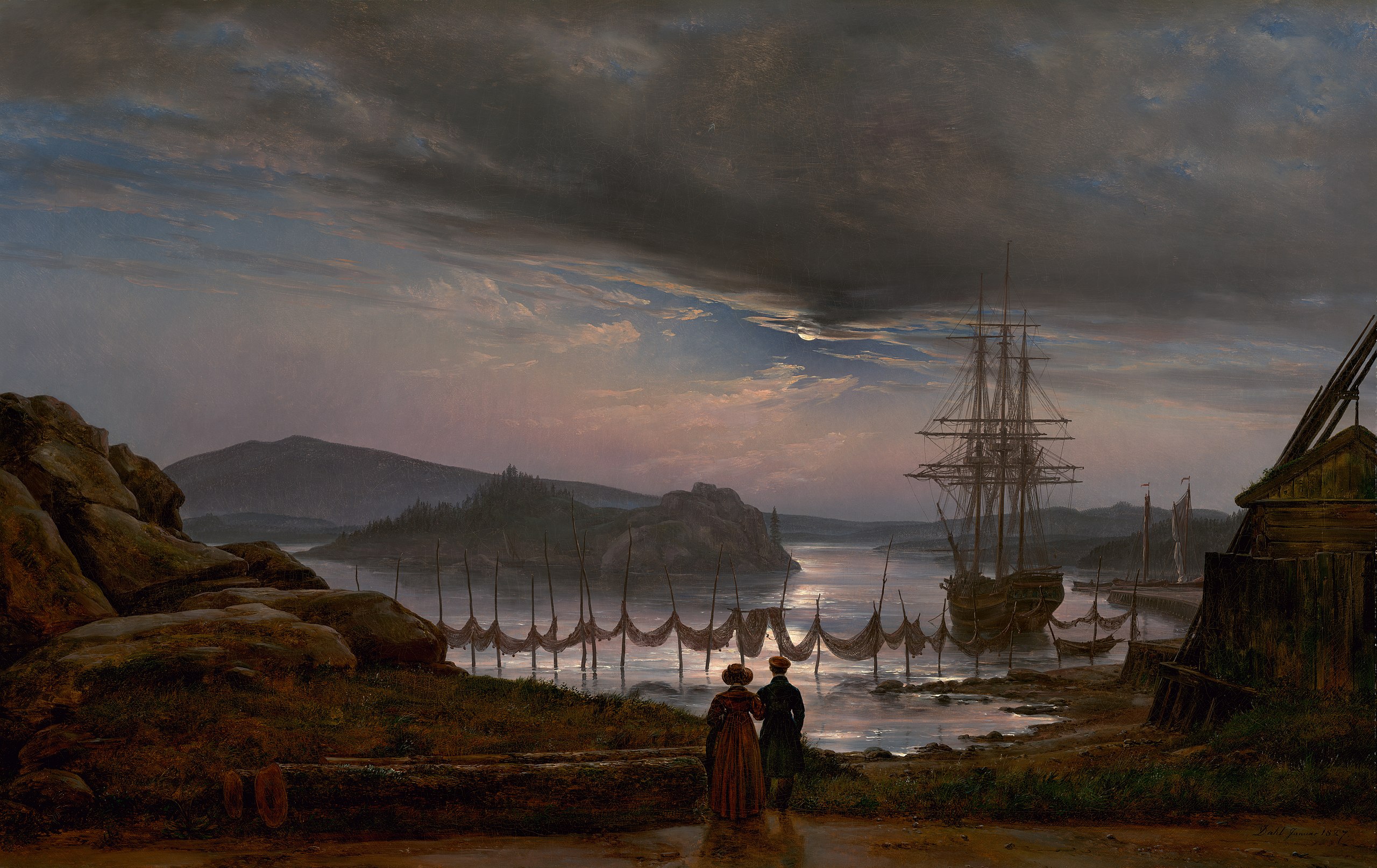 Zicht vanaf Vaekero nabij Christiana by Johan Christian Dahl - 1827 - 60.5 x 96.5 cm 