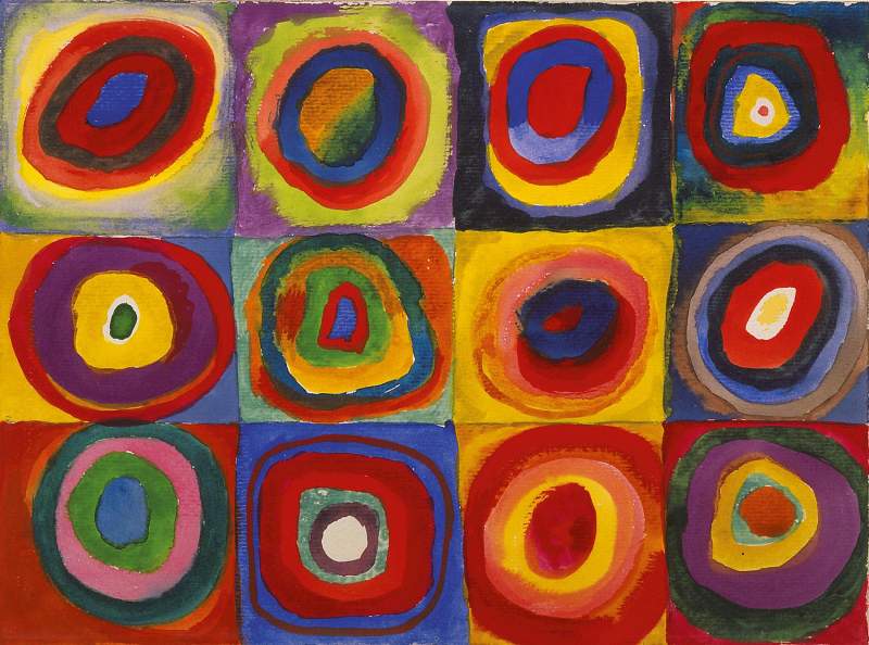 色彩の習作。同心円と正方形 by Wassily Kandinsky via DailyArt