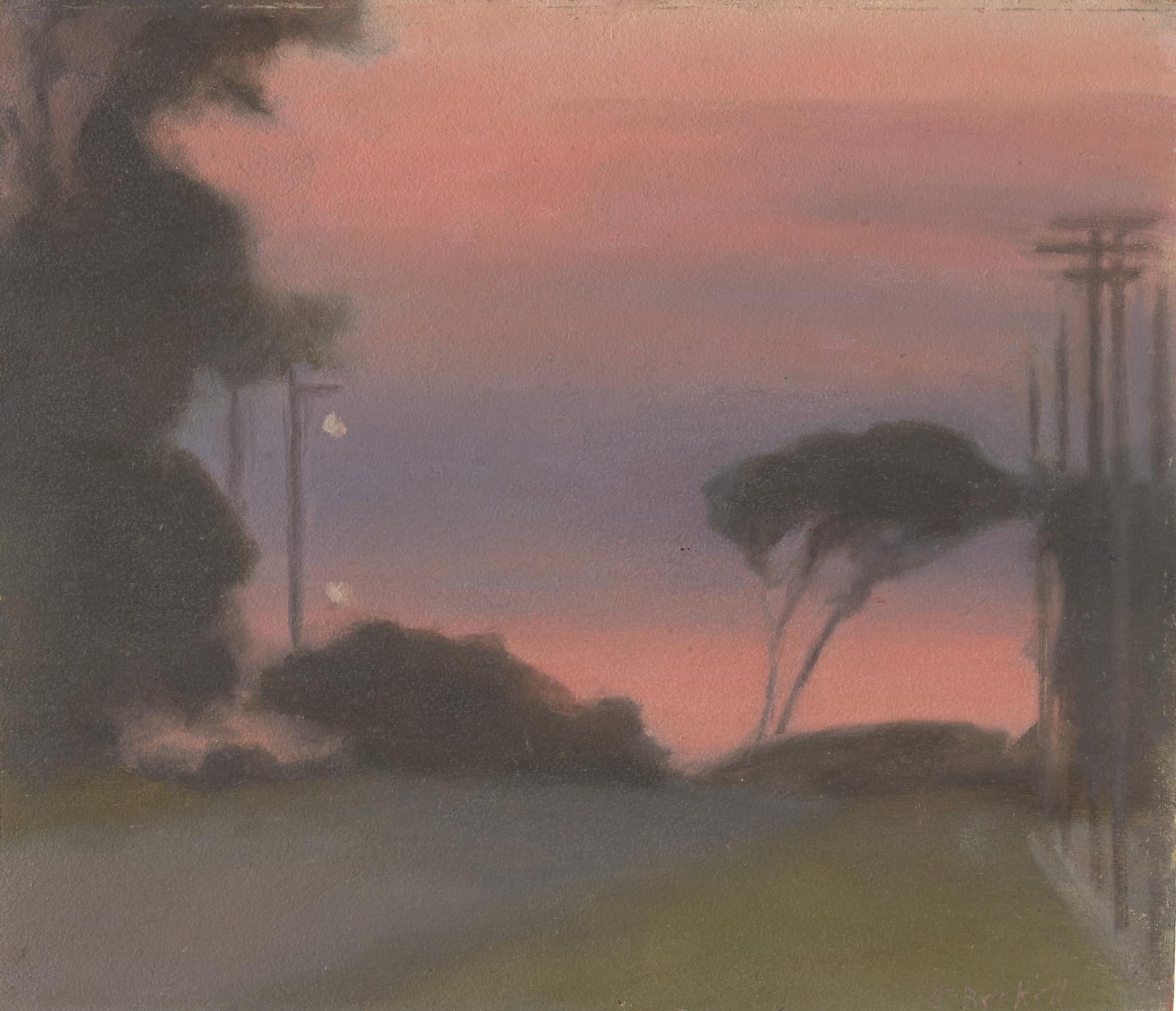 Evening Landscape by Clarice Beckett - c. 1925 - 35.5 x 40.7 cm National Gallery of Australia