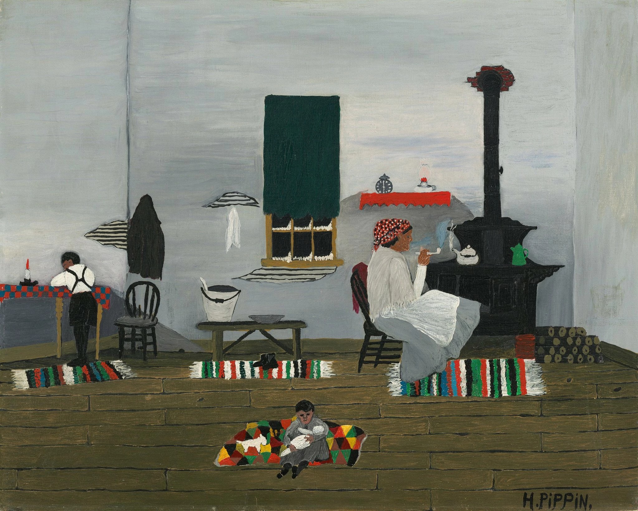 学校の勉強 by Horace Pippin - 1944年 - 61.2 × 76.6 cm 