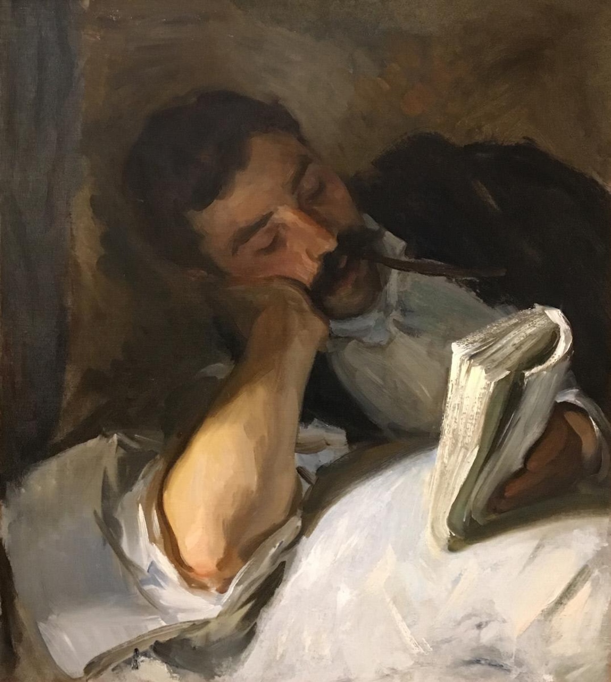 رجل يقرأ (نيكولا دينفيرنو) by John Singer Sargent - حوالي. 1904-1908 - 64 × 56.5 سم 