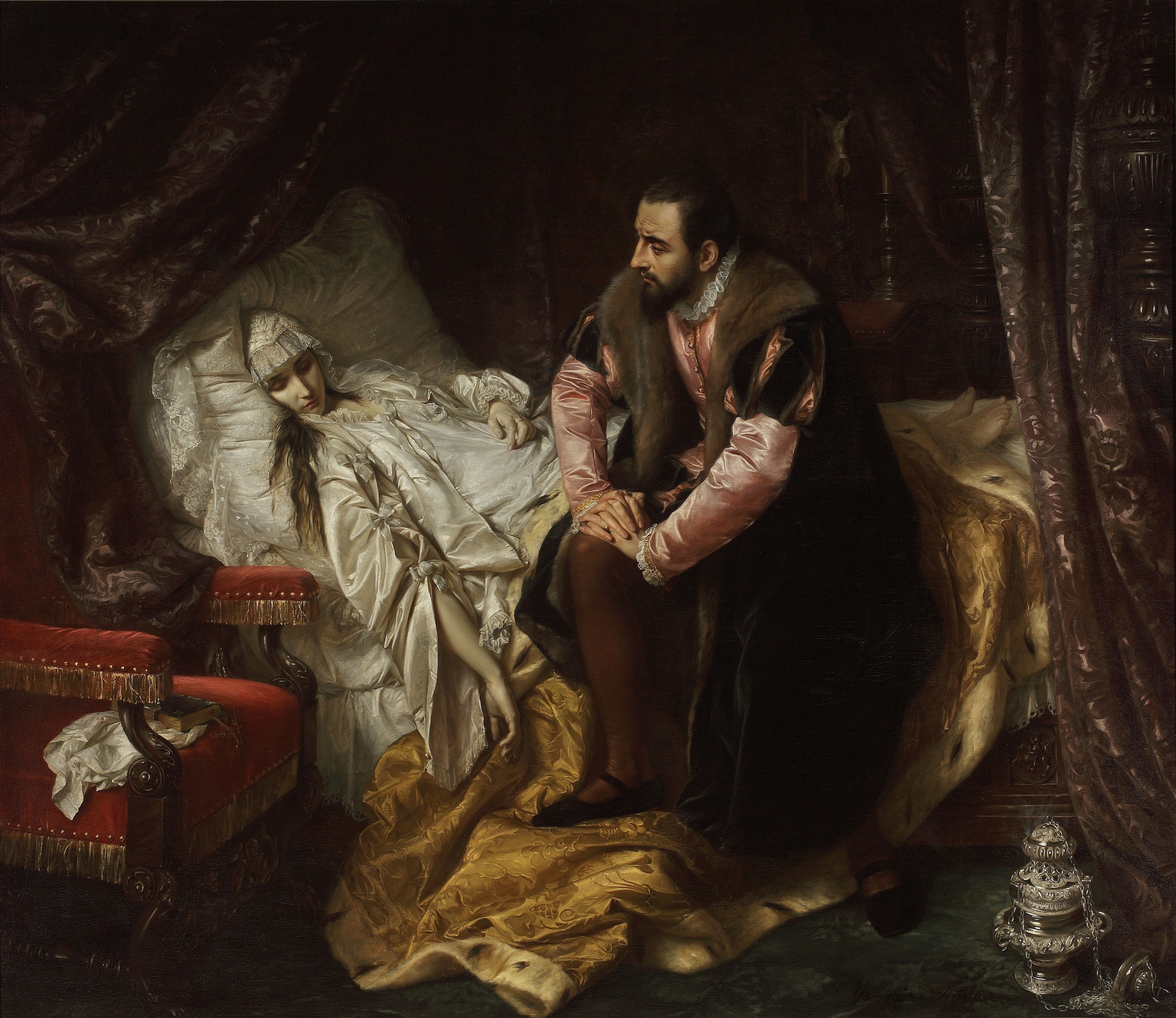 Death of Barbara Radziwiłł by Józef Simmler - 1860 - 205 x 234 cm National Museum in Warsaw