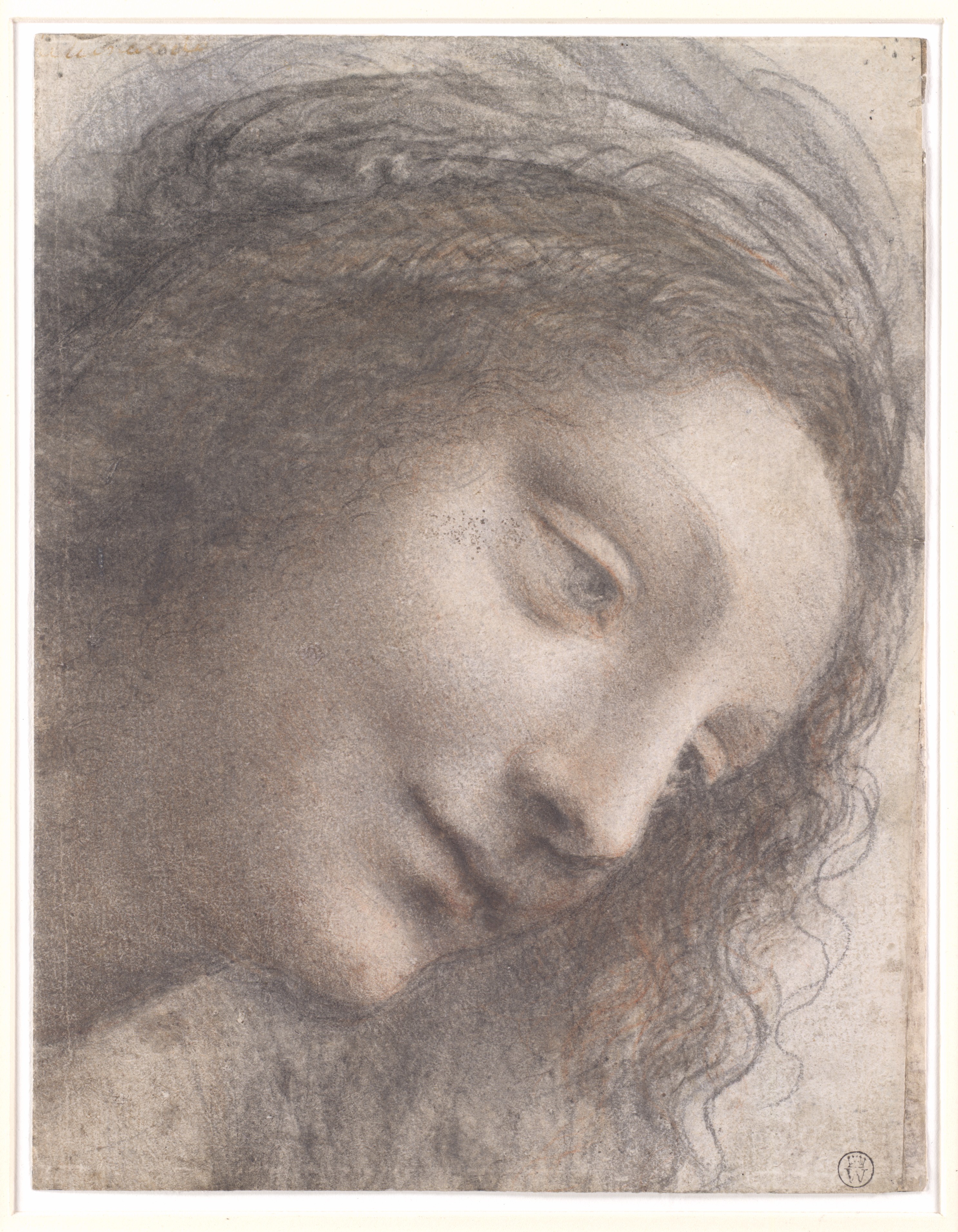Голова Богородиці в три чверті обличчям праворуч by Leonardo da Vinci - 1510–13 - 20.3 x 15.6 см 