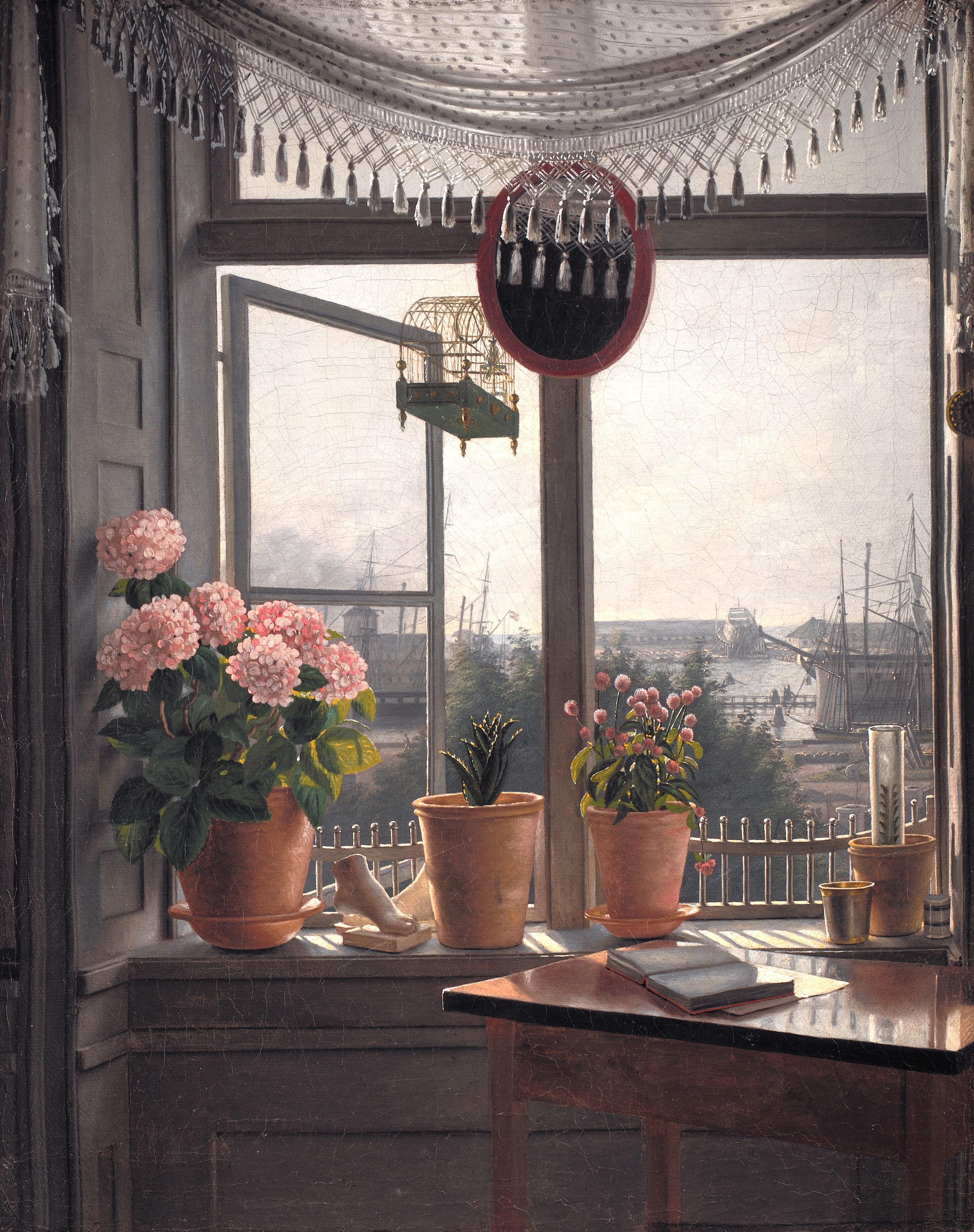 Zicht uit het raam van de artiest by Martinus Rørbye - c. 1825 - 29.8 x 38 cm SMK - Staatsmuseum voor Kunst