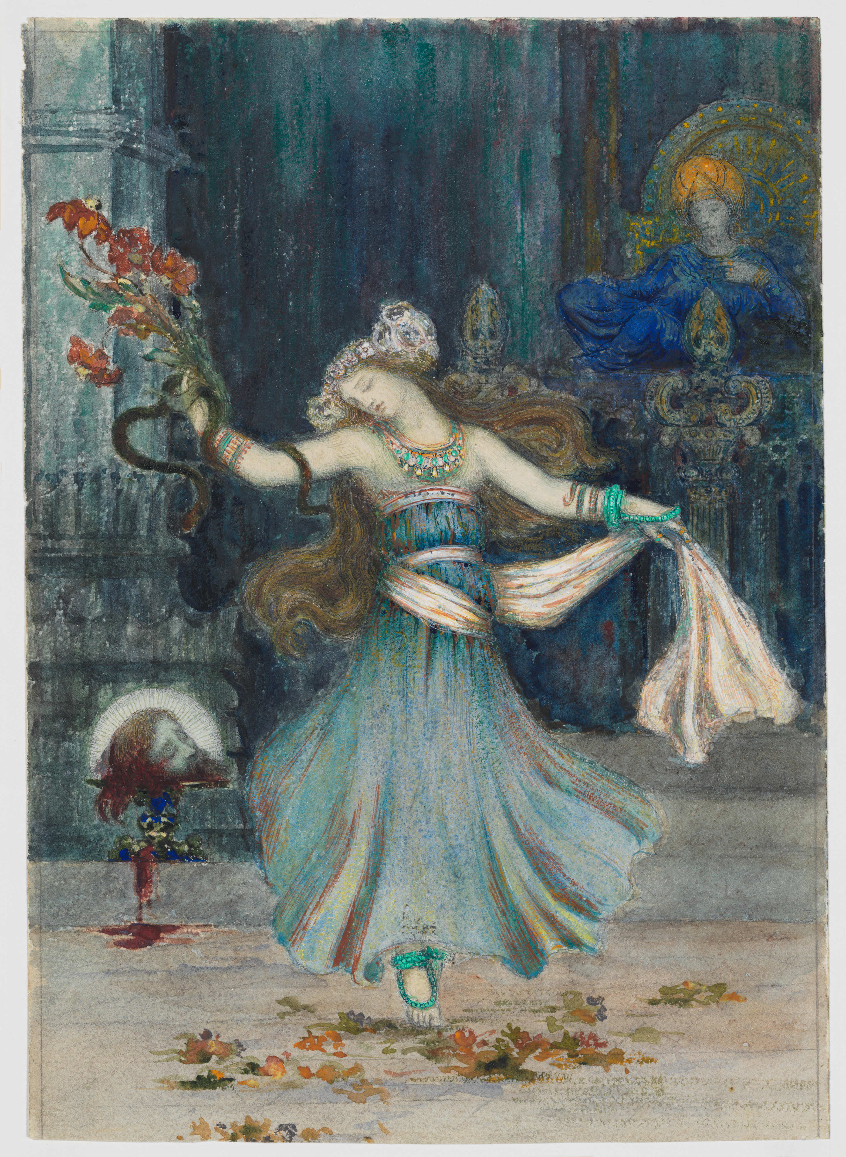 Salome dansar framför Johannes Döparens huvud by Gustave Moreau - mitten till slutet av 1800-talet - 25 × 18 cm 