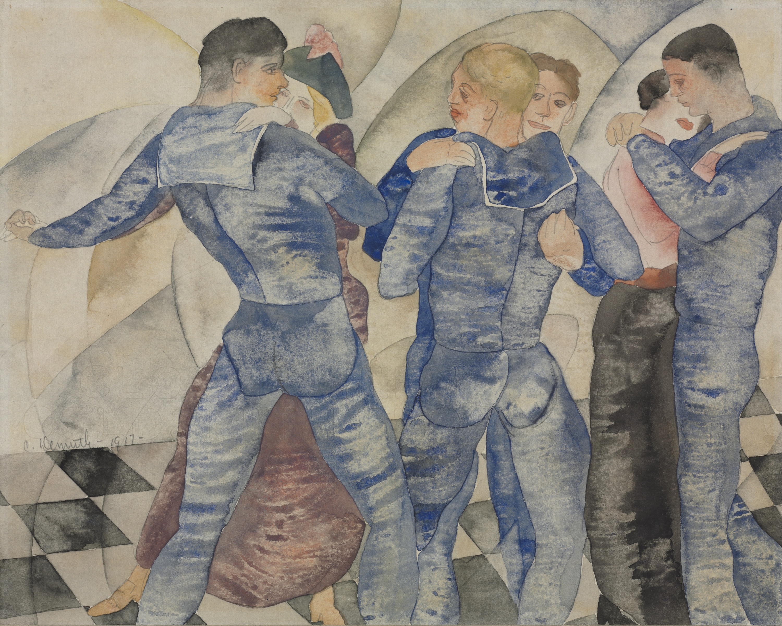Dancing Sailors by Charles Demuth - 1917 - 20.4 x 25.7 cm Cleveland Museum of Art