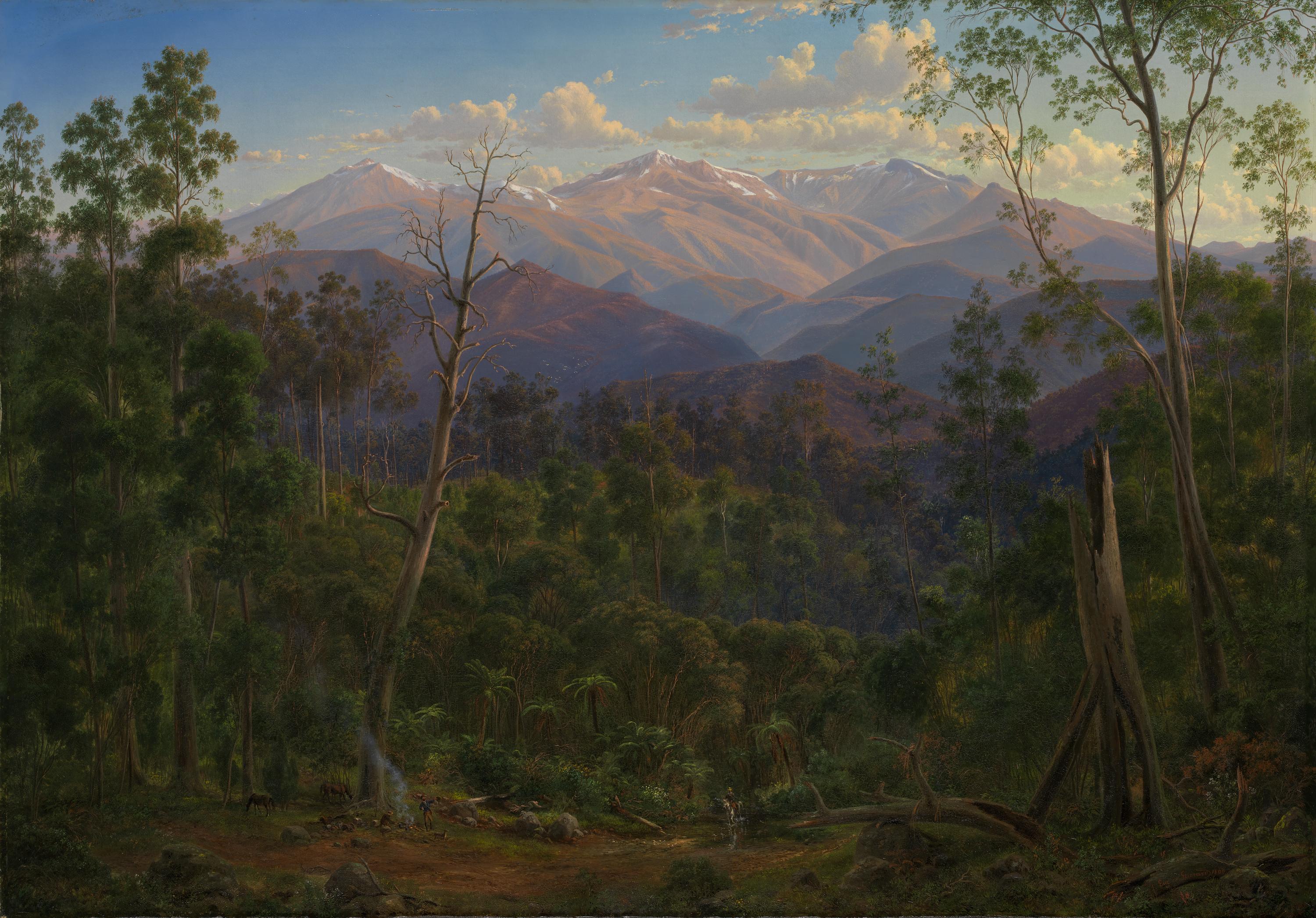 Monte Kosciusko, visto desde la frontera de Victoria (cordillera del Monte Hope) by Eugene von Guérard - 1866 - 108.2 x 153.3 cm National Gallery of Victoria