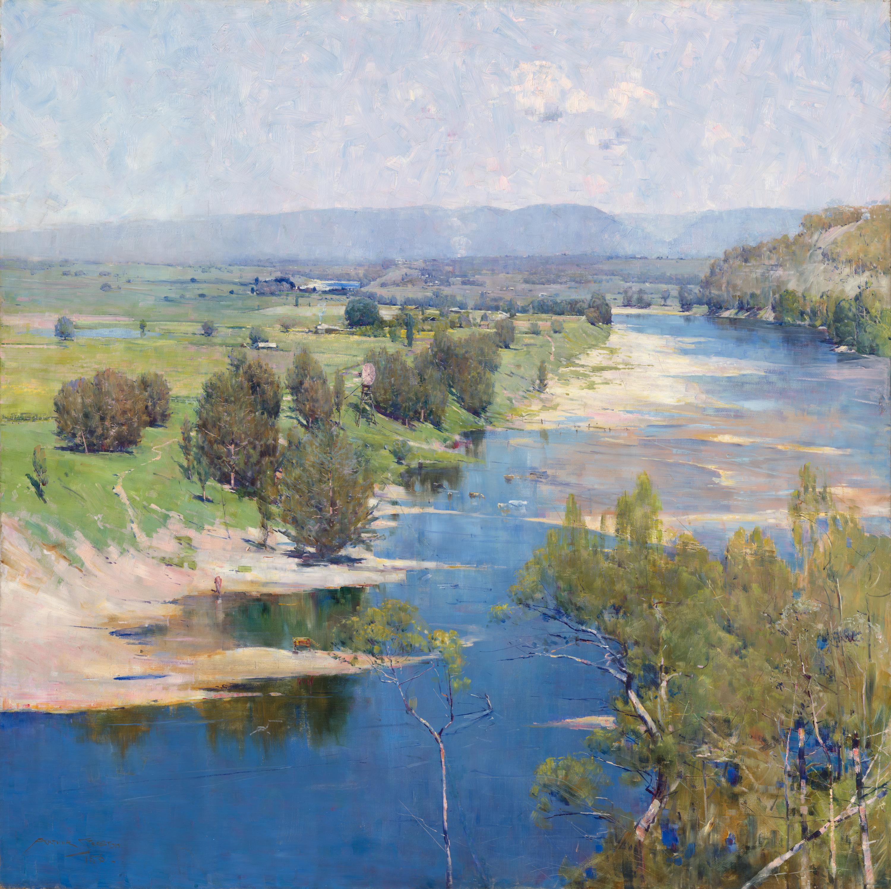 Forța transparentă a amiezii violet by Arthur Streeton - 1896 - 123 × 123 cm 