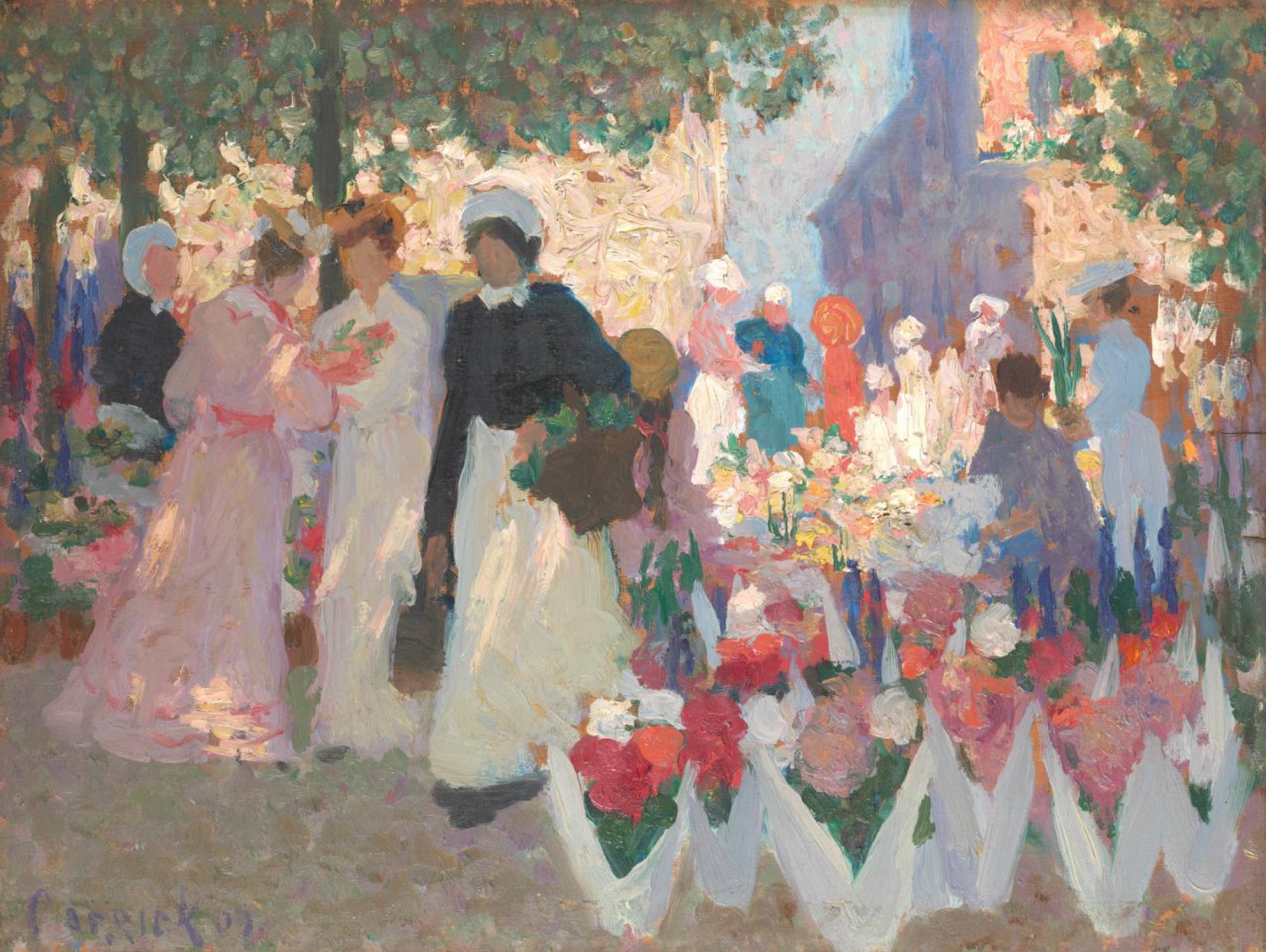 Il mercato dei fiori by Ethel Carrick Fox - 1907 - 26.4 × 35 cm National Gallery of Victoria