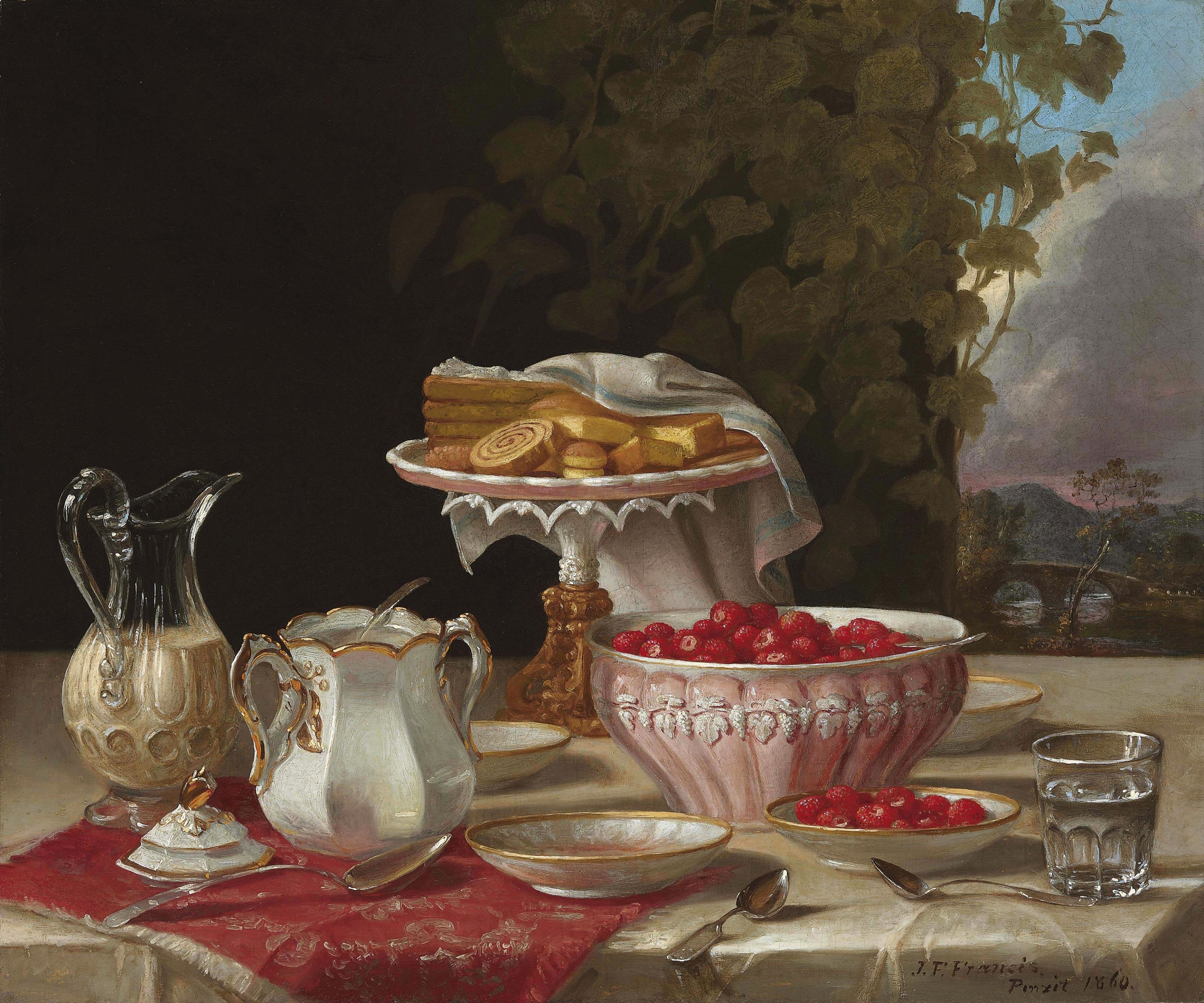 Strawberries and Cakes by John F. Francis - 1860 - 63.5 x 76.2 cm private collection