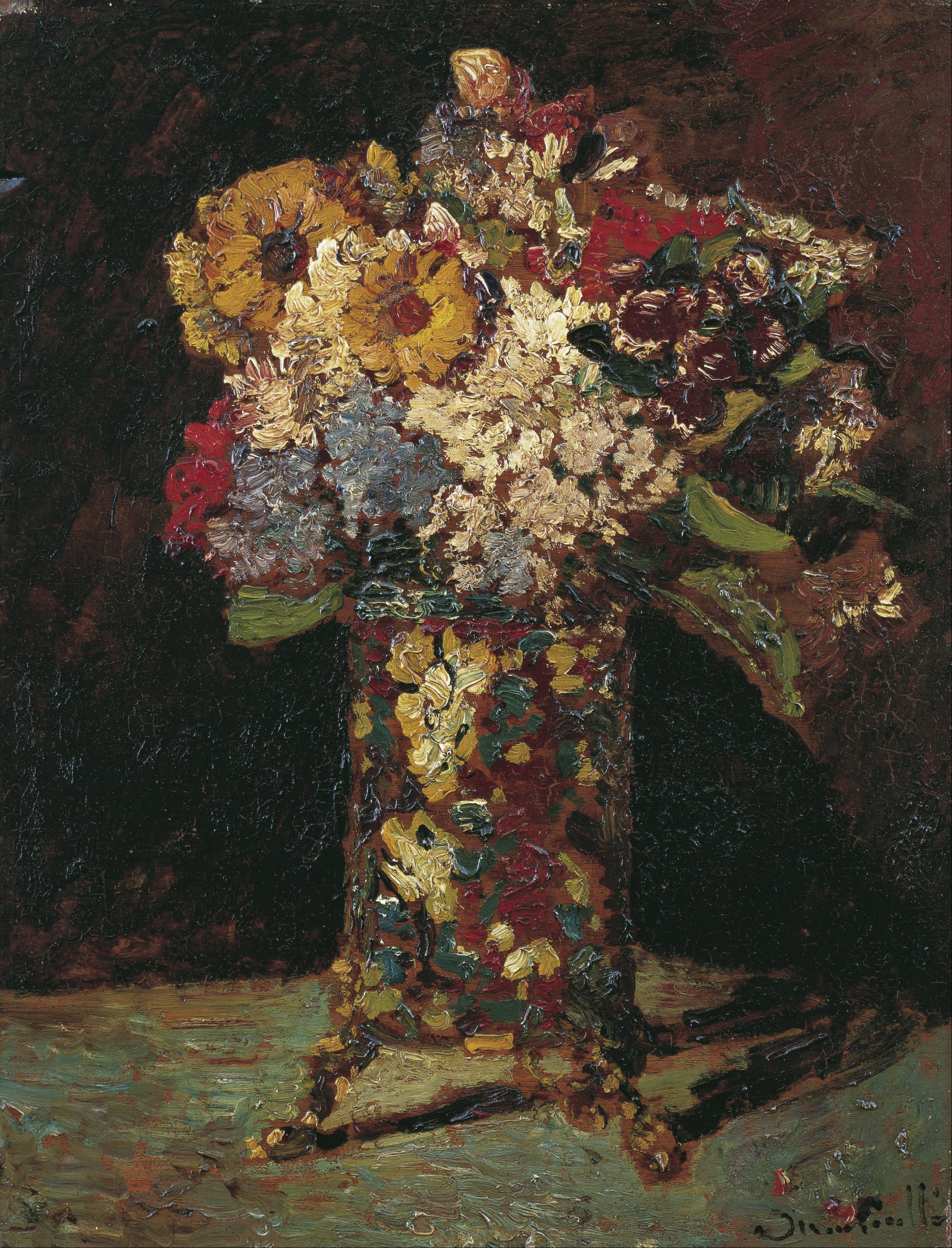 花卉静物 by 阿道夫·约瑟夫·托马斯 蒙蒂切利 - 1875 - 51 x 39 cm 梵高博物馆