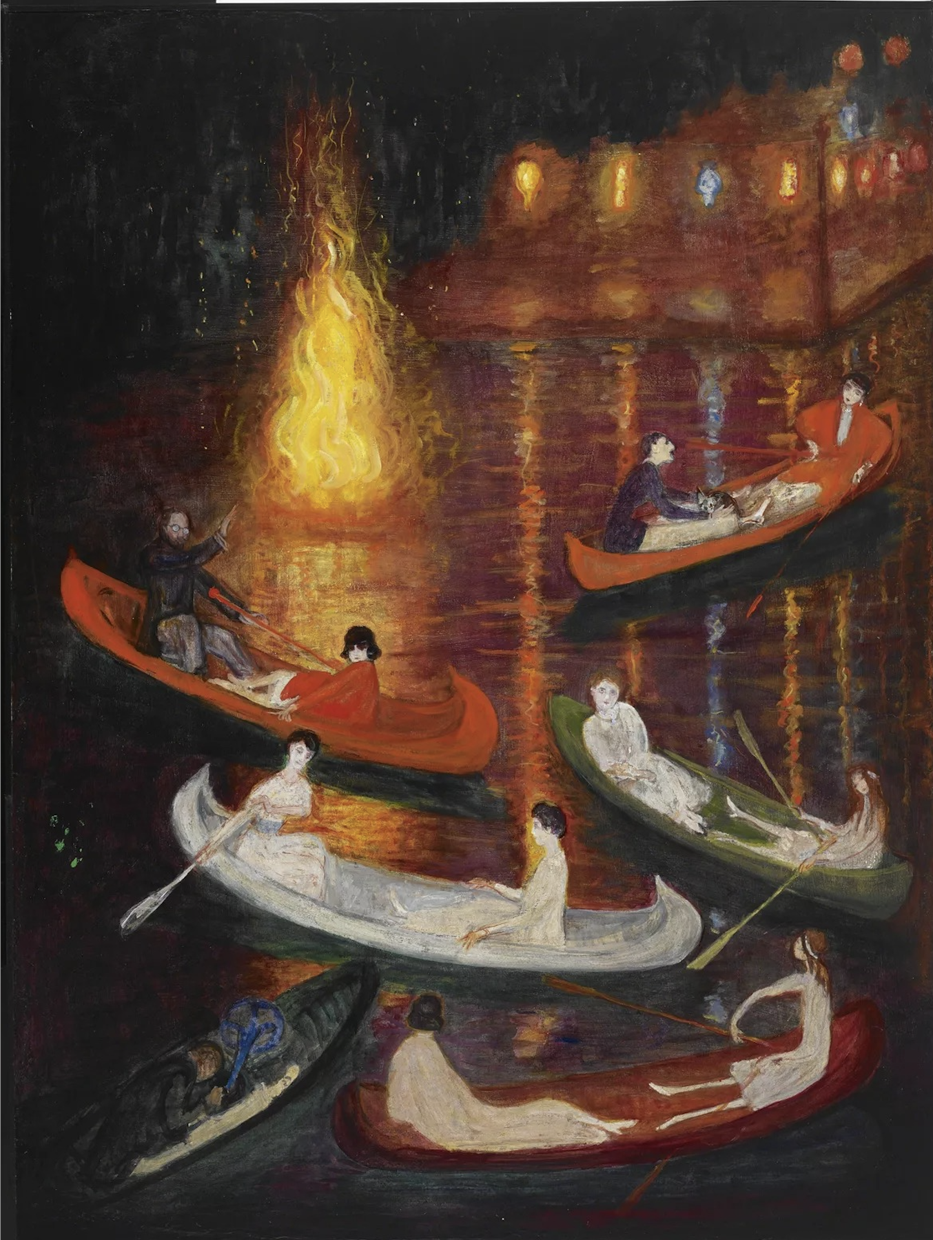 Fete on the Lake by Florine Stettheimer - 20th century - 102.6 × 76.6 cm Avery Architectural and Fine Arts Library