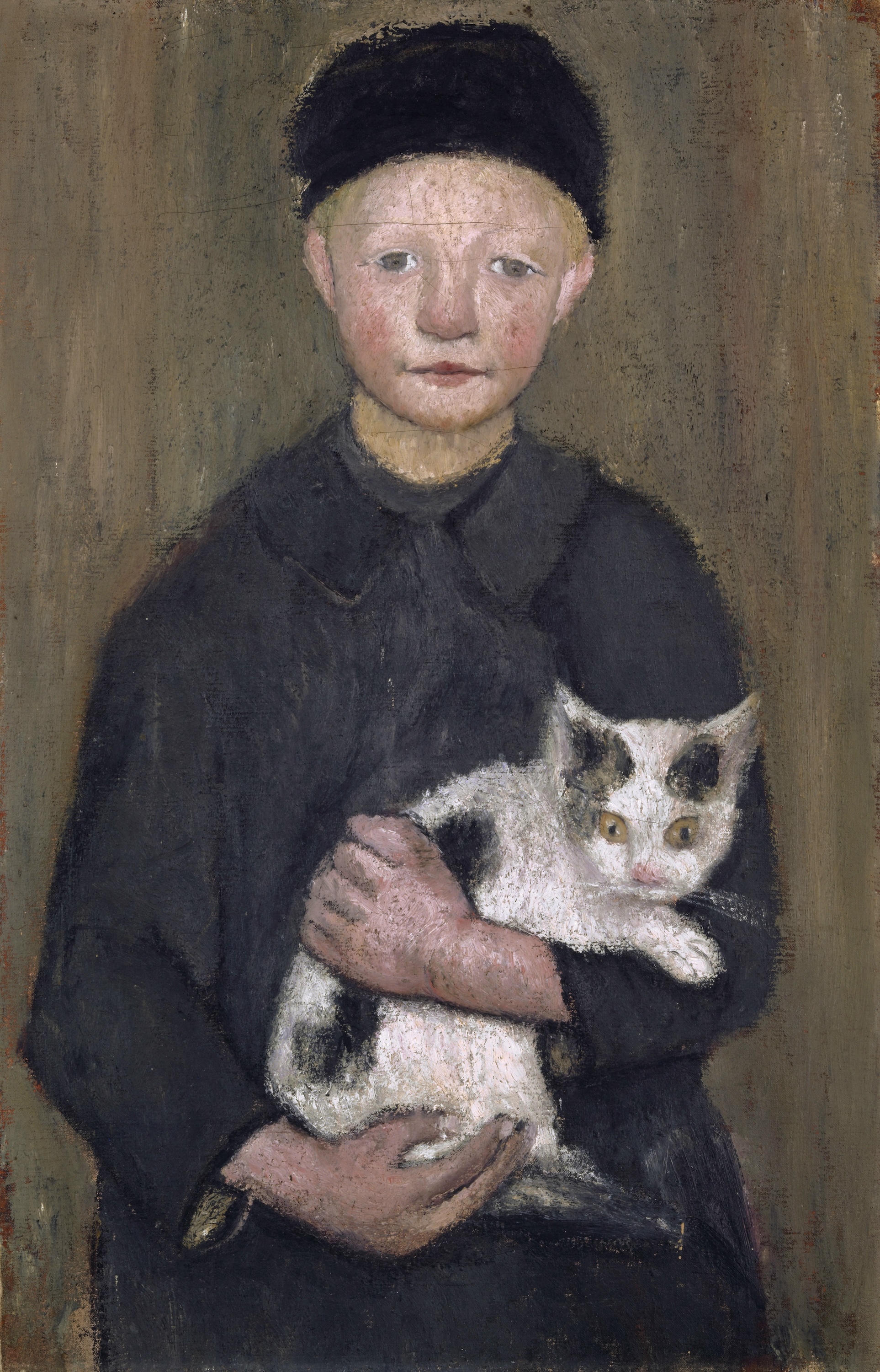 Kedi ile Çocuk (orig. "Boy with Cat") by Paula Modersohn-Becker - 1903 civarı - 70.4 x 45.2 cm Kunstmuseum Basel