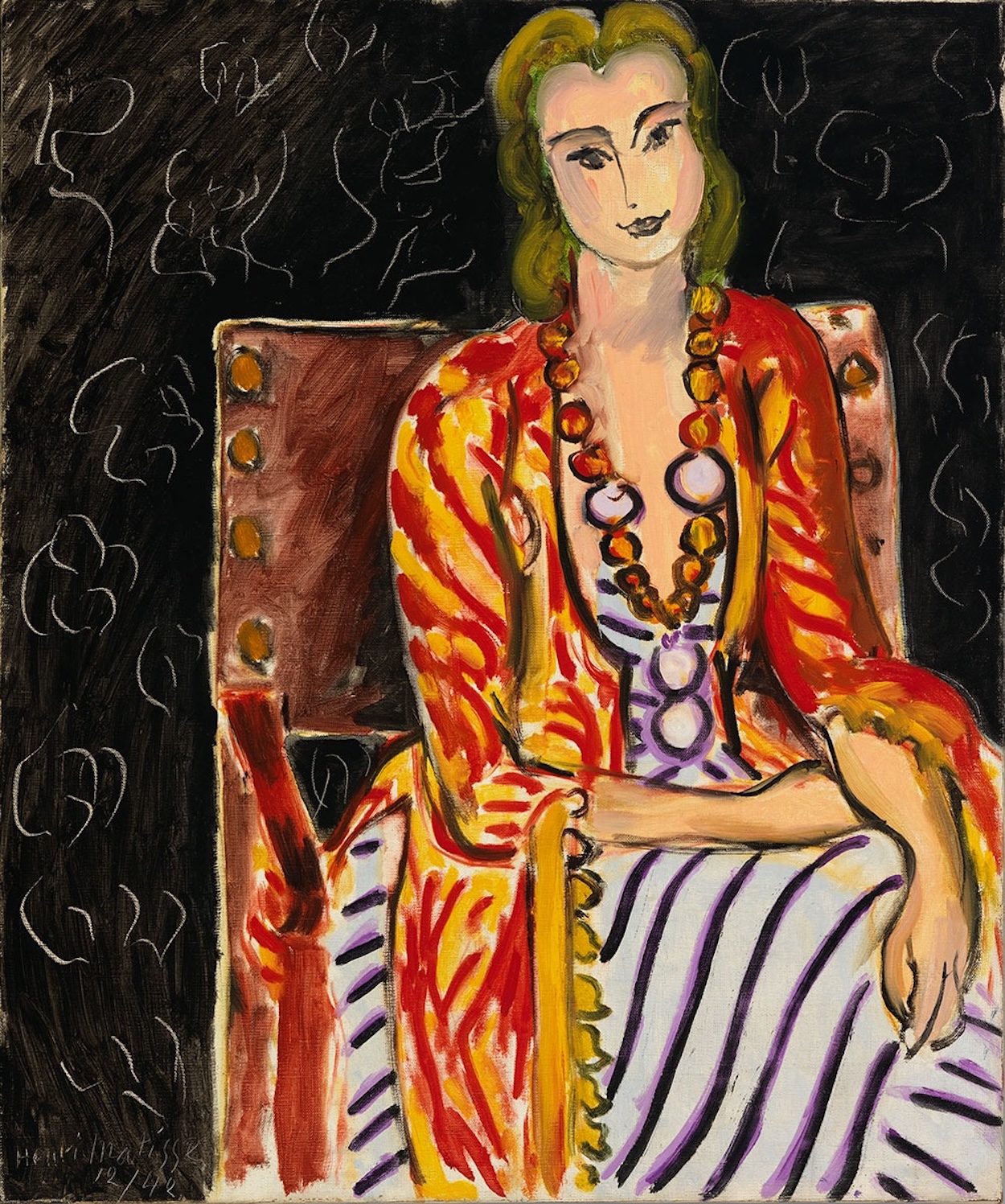 Giovane donna seduta con una collana d'ambra by Henri Matisse - 1942 - 55,25 x 46,36 cm 