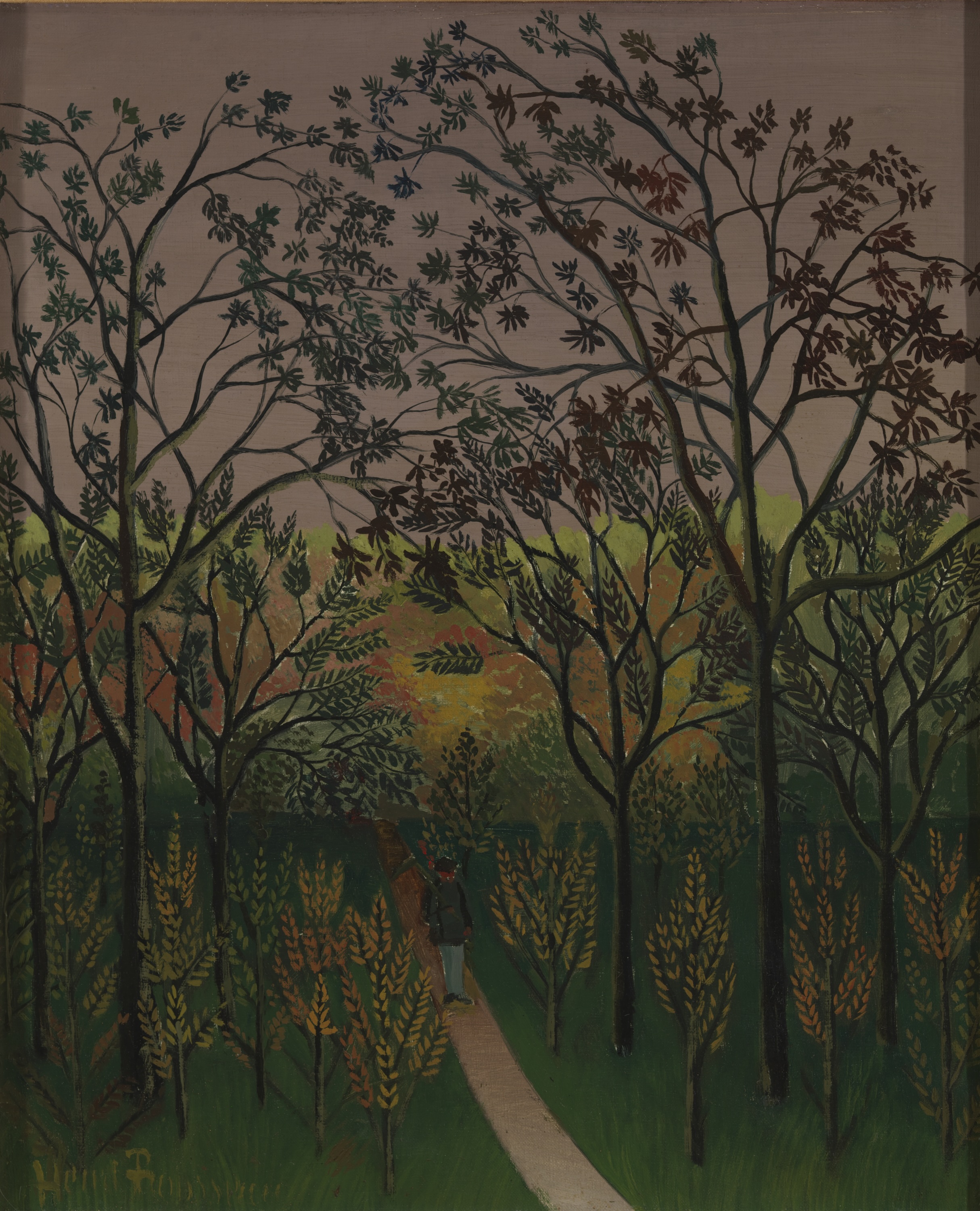 A Corner of the Park at Bellevue, Autumn, Sunset by Henri Rousseau - 1902 - 61.6 x 50.8 cm RISD Museum