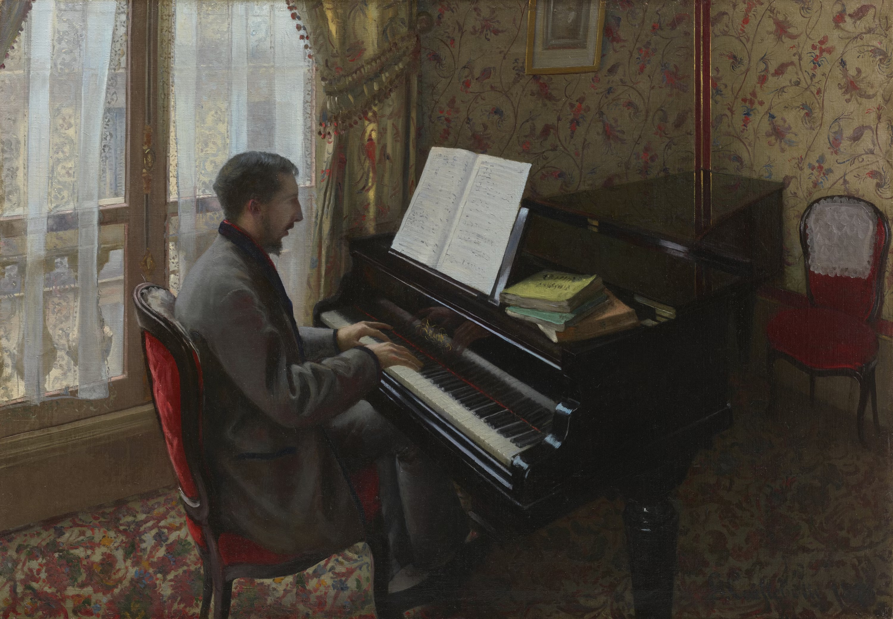 Piyano Çalan Genç Adam by Gustave Caillebotte - 1876 - 81.3 x 116.8 cm Artizon (Zanaatkar)  Müzesi