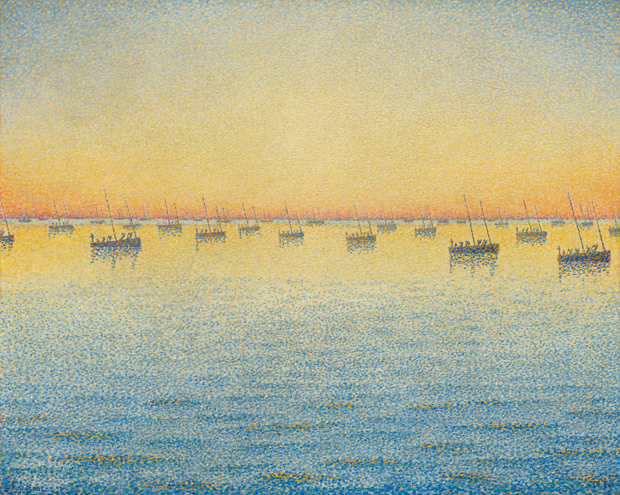 Ondergaande zon. Vangst op sardines. Adagio. Opus 221 by Paul Signac - 1891 - 65 x 81 cm 
