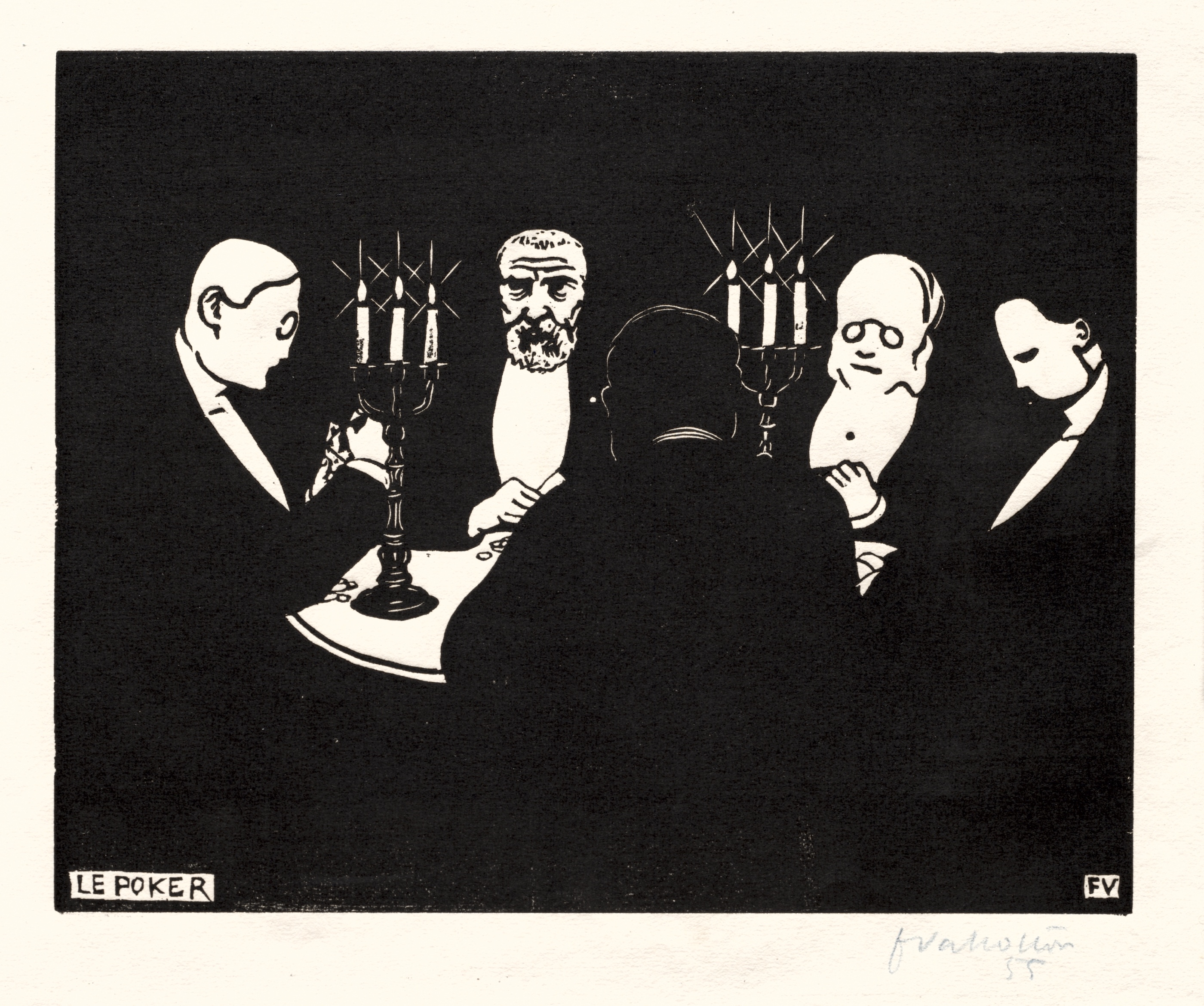 Poker by Félix Vallotton - 1896 - 25,3 x 31,8 cm Cleveland Sanat Müzesi