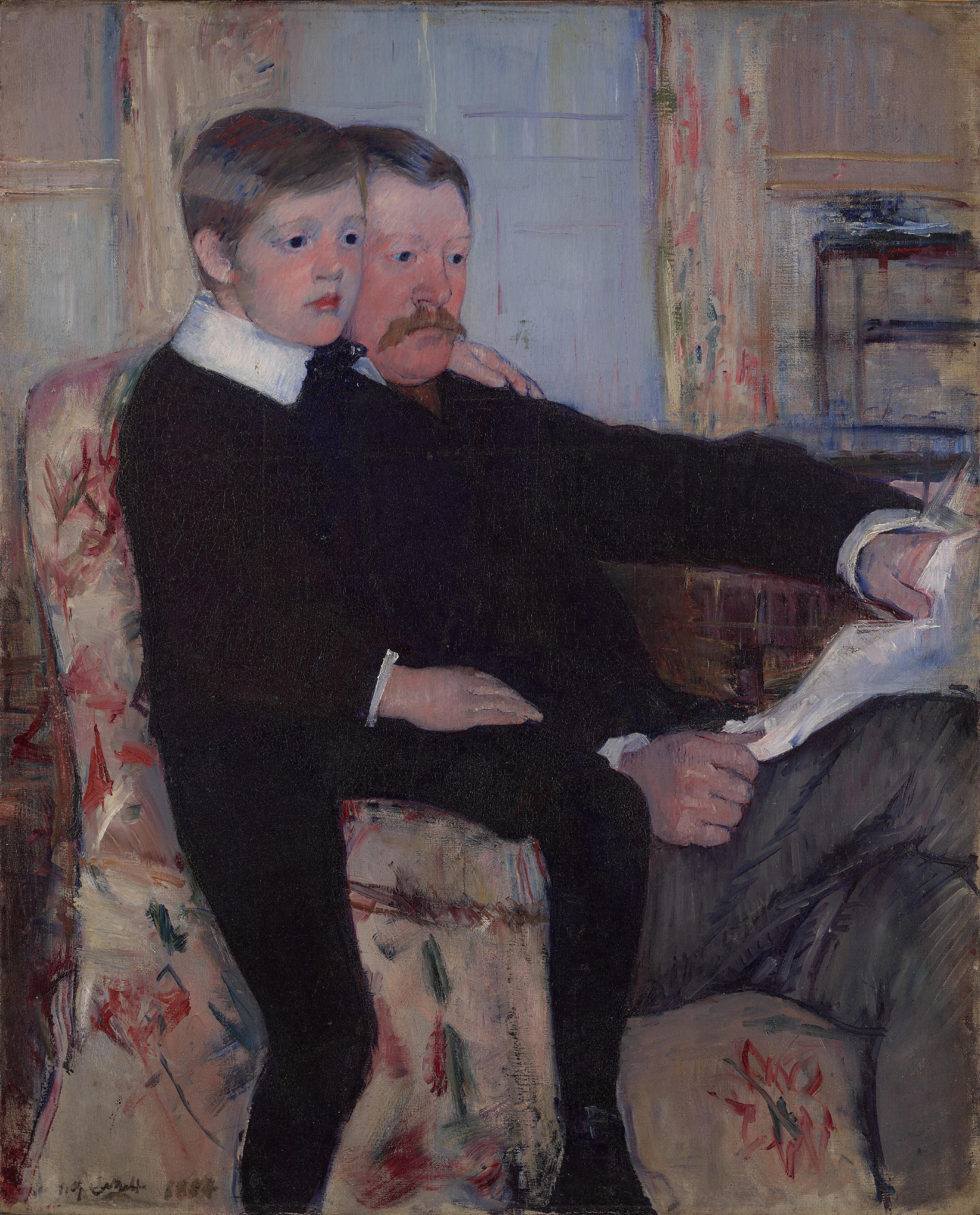亞歷山大·J·卡薩特與其子羅伯特·凱爾索·卡薩特 by Mary Cassatt - 1884 - 100.2 × 81.6 cm 