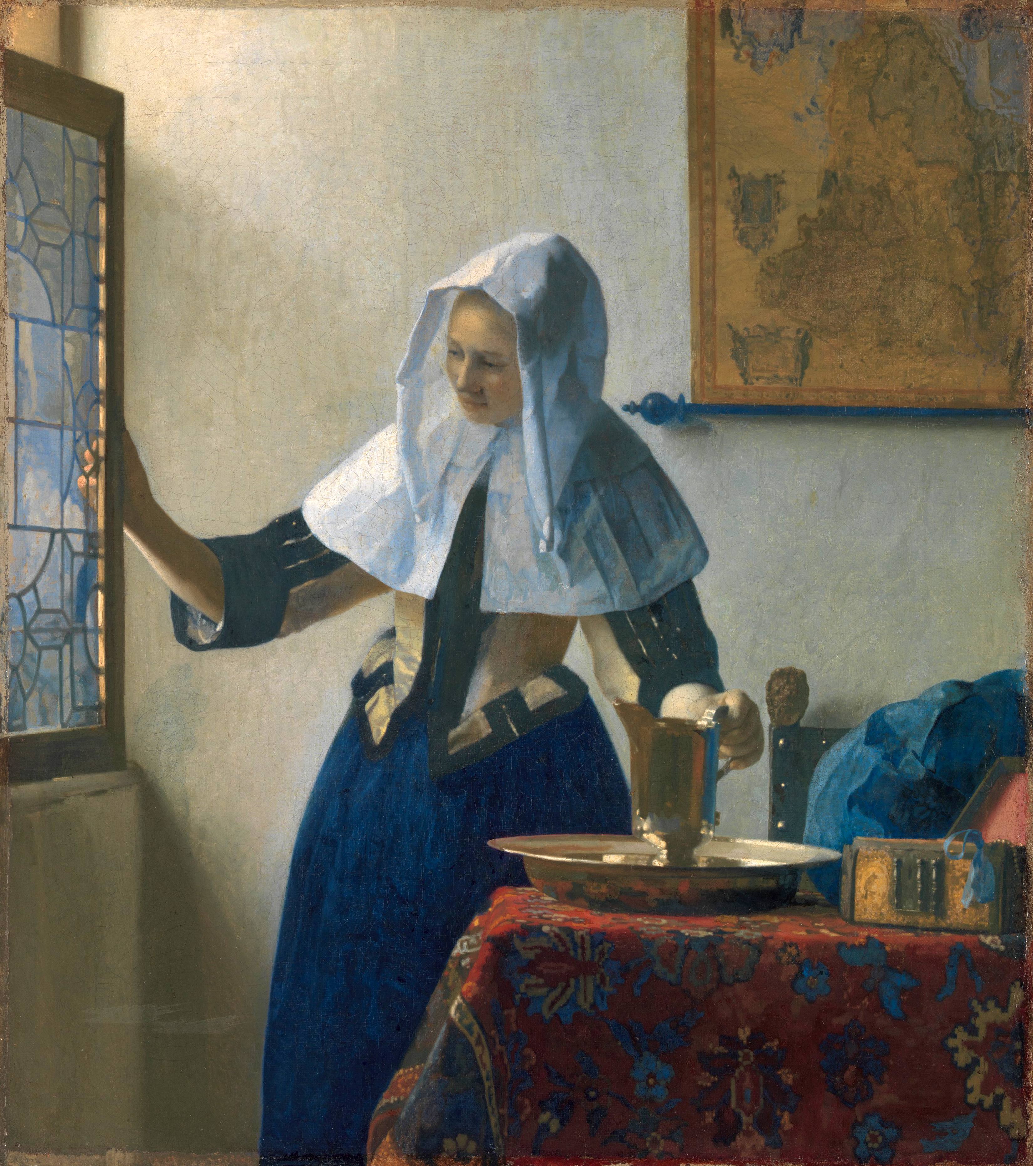 المرأة الشابة وإبريق الماء by Johannes Vermeer - 1662 - 45.7 × 40.6 cm 