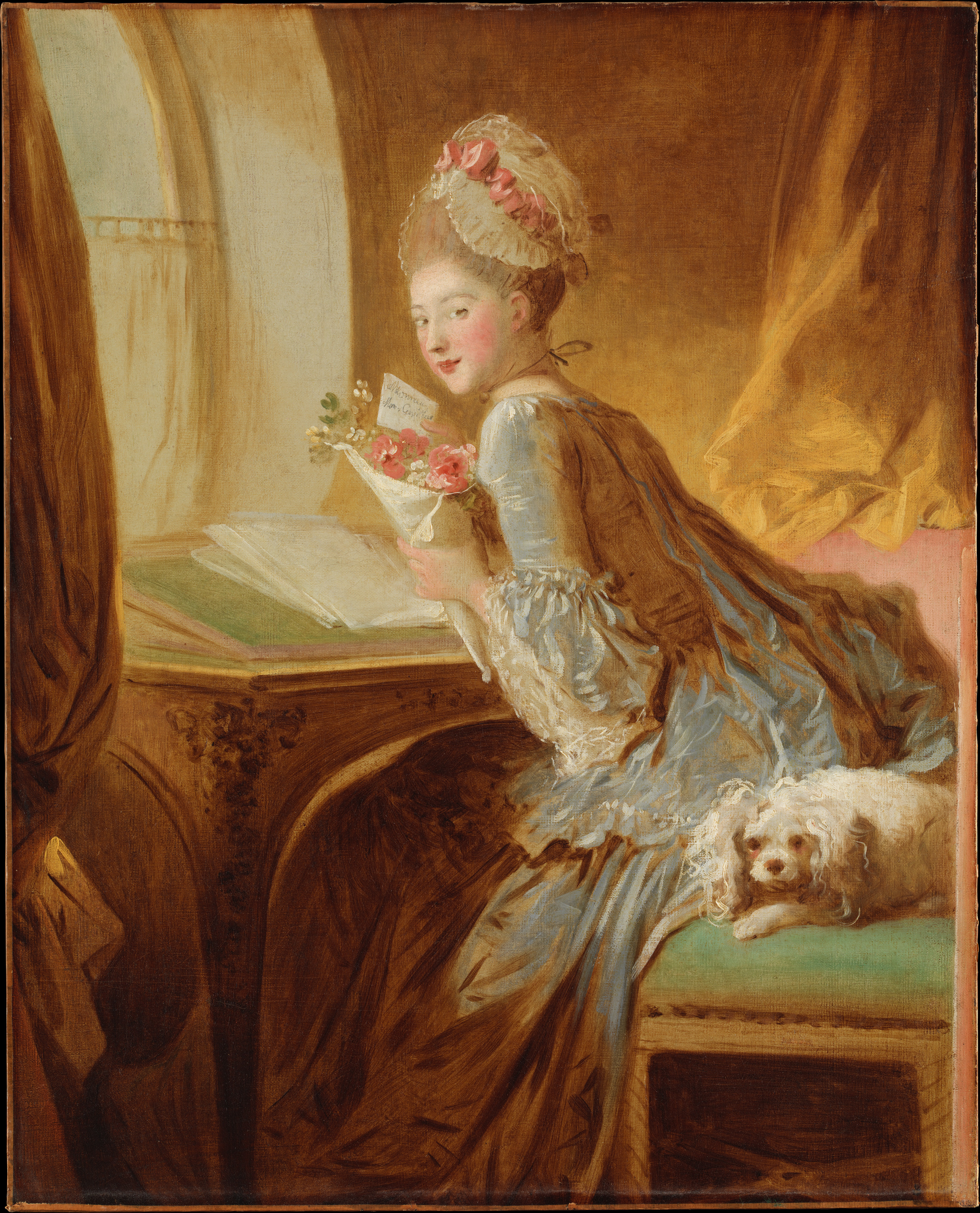 La carta de amor by Jean-Honoré Fragonard - principios de 1770 - 83.2 x 67 cm Museo Metropolitano de Arte