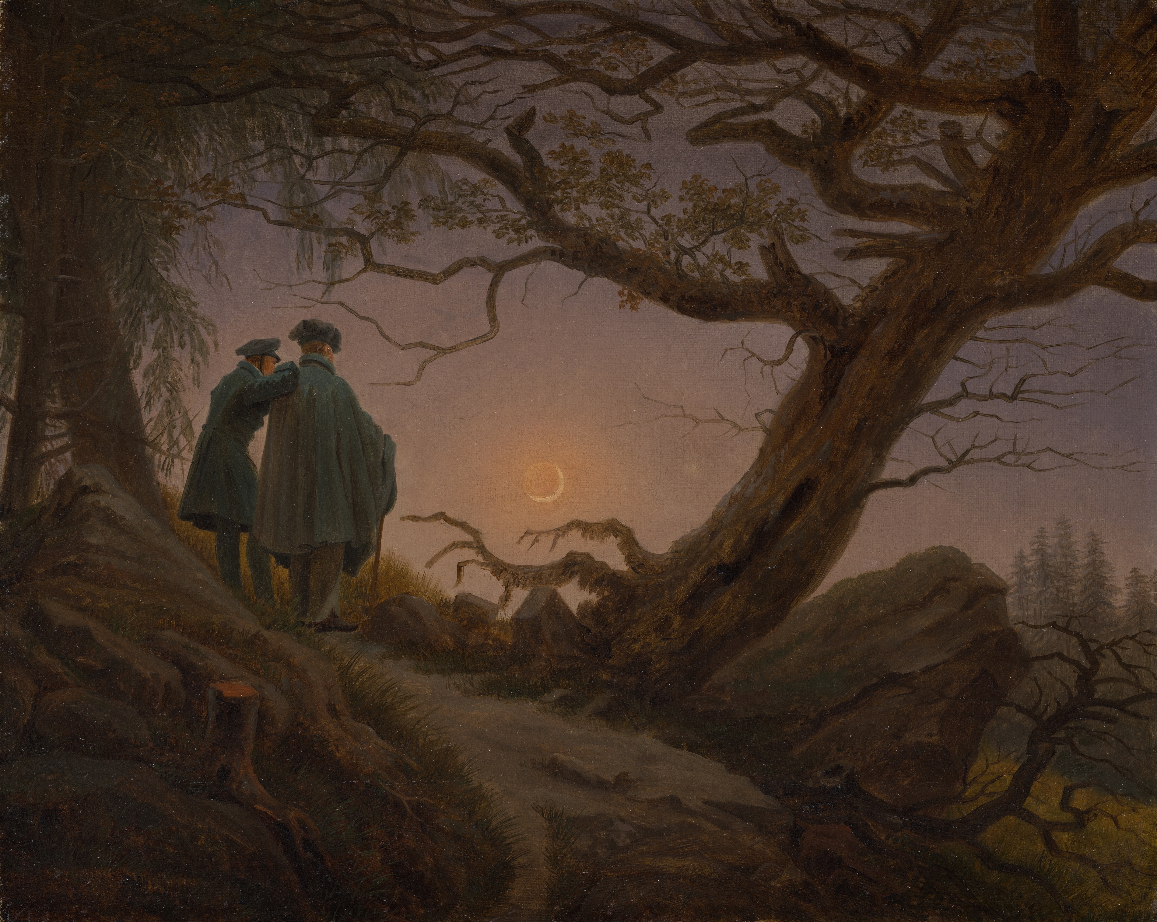 Dois Homens Contemplam a Lua by Caspar David Friedrich via DailyArt ...