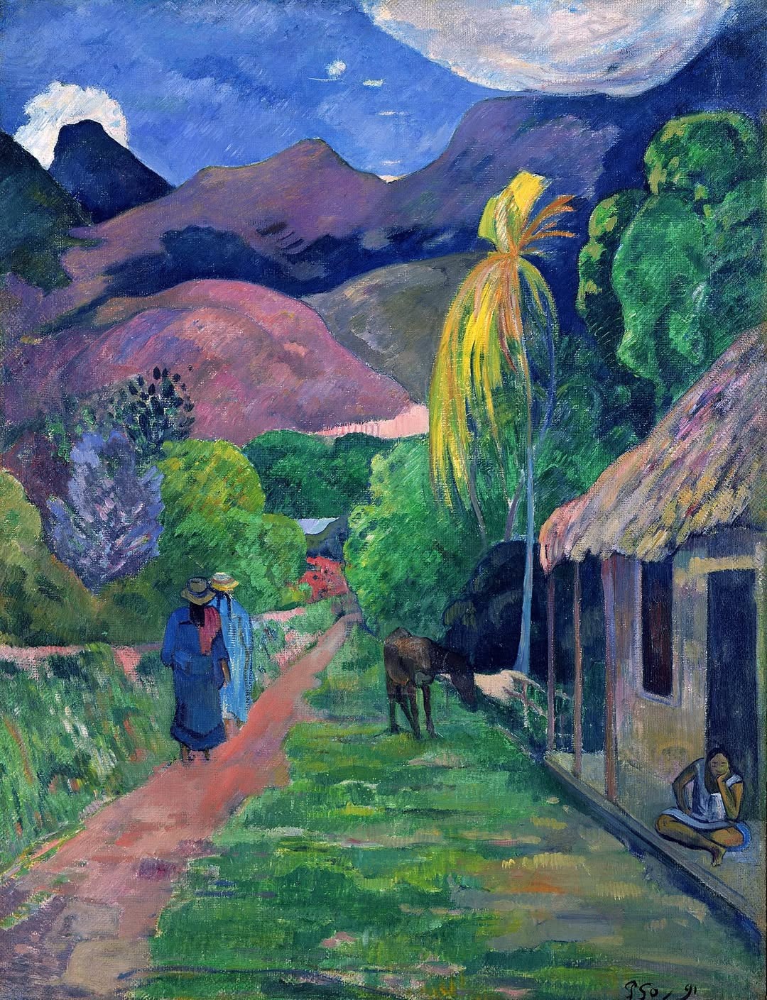 Tahiti'de Sokak by Paul Gauguin - 1891 - 115.6 × 88.6 cm Toledo Sanat Müzesi
