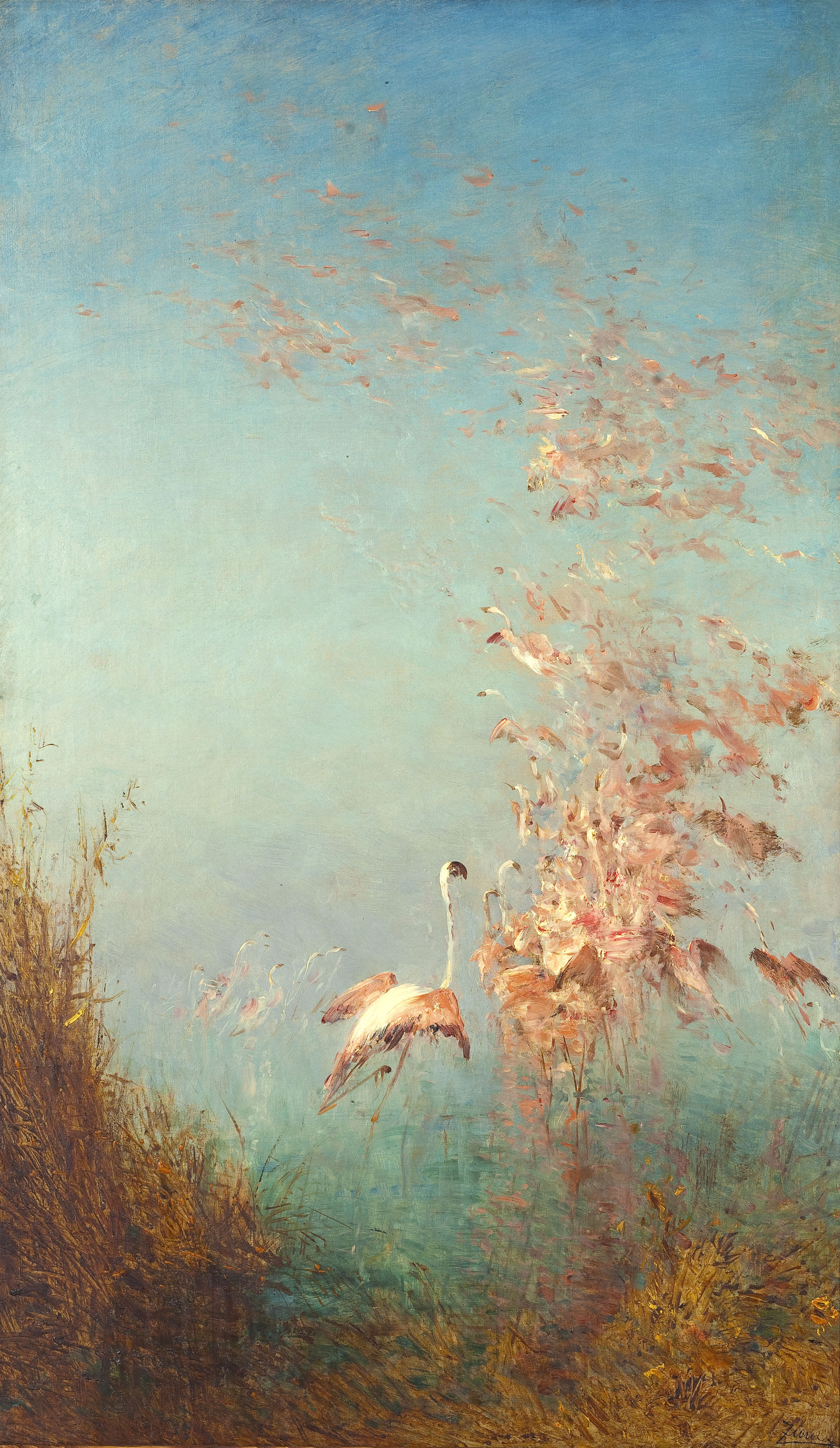Flight of Flamingos, Étang de Vaccarès by Félix Ziem - 1890-1895 - 106 x 62 cm Petit Palais