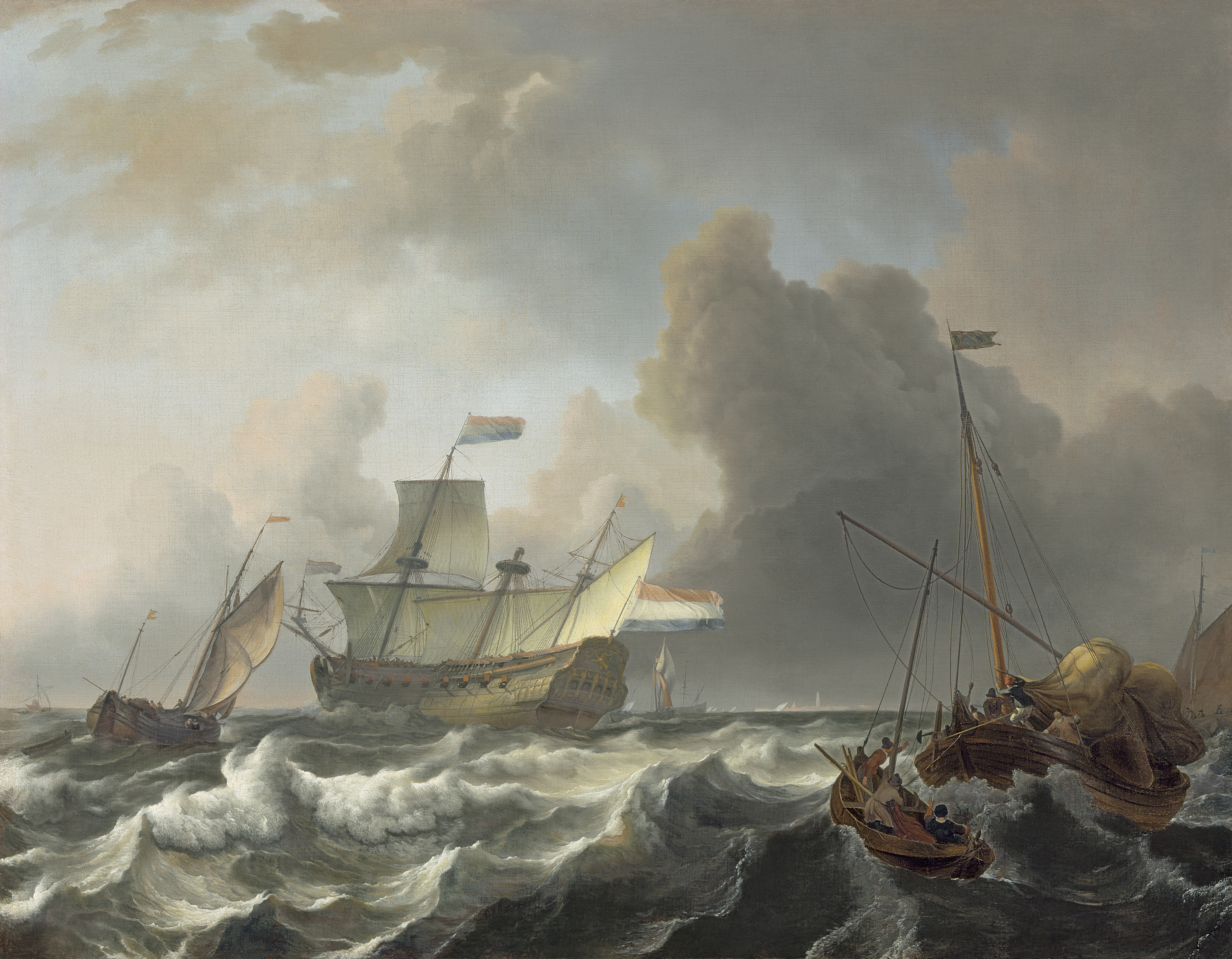 恩克赫伊曾外海的暴風雨船隻 by Ludolf Backhuysen - 約1690 - 100 x 128 cm 