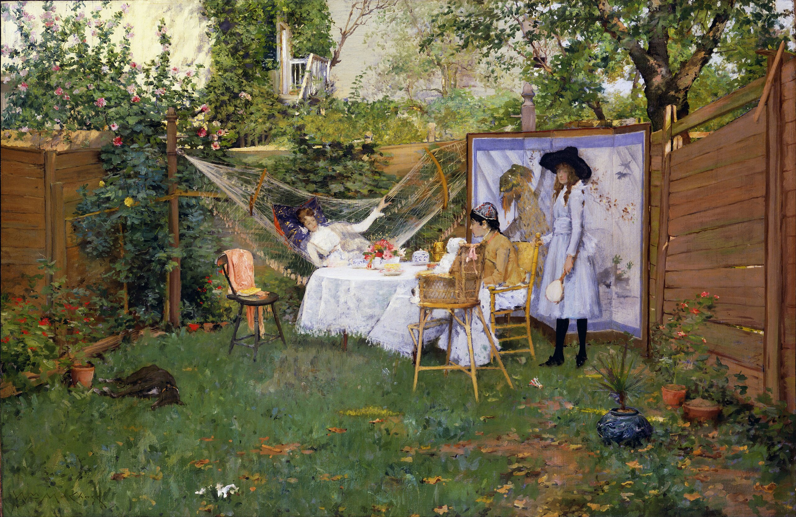 Reggeli a szabadban by William Merritt Chase  - 1888 körül - 95,1 × 144,1 cm 