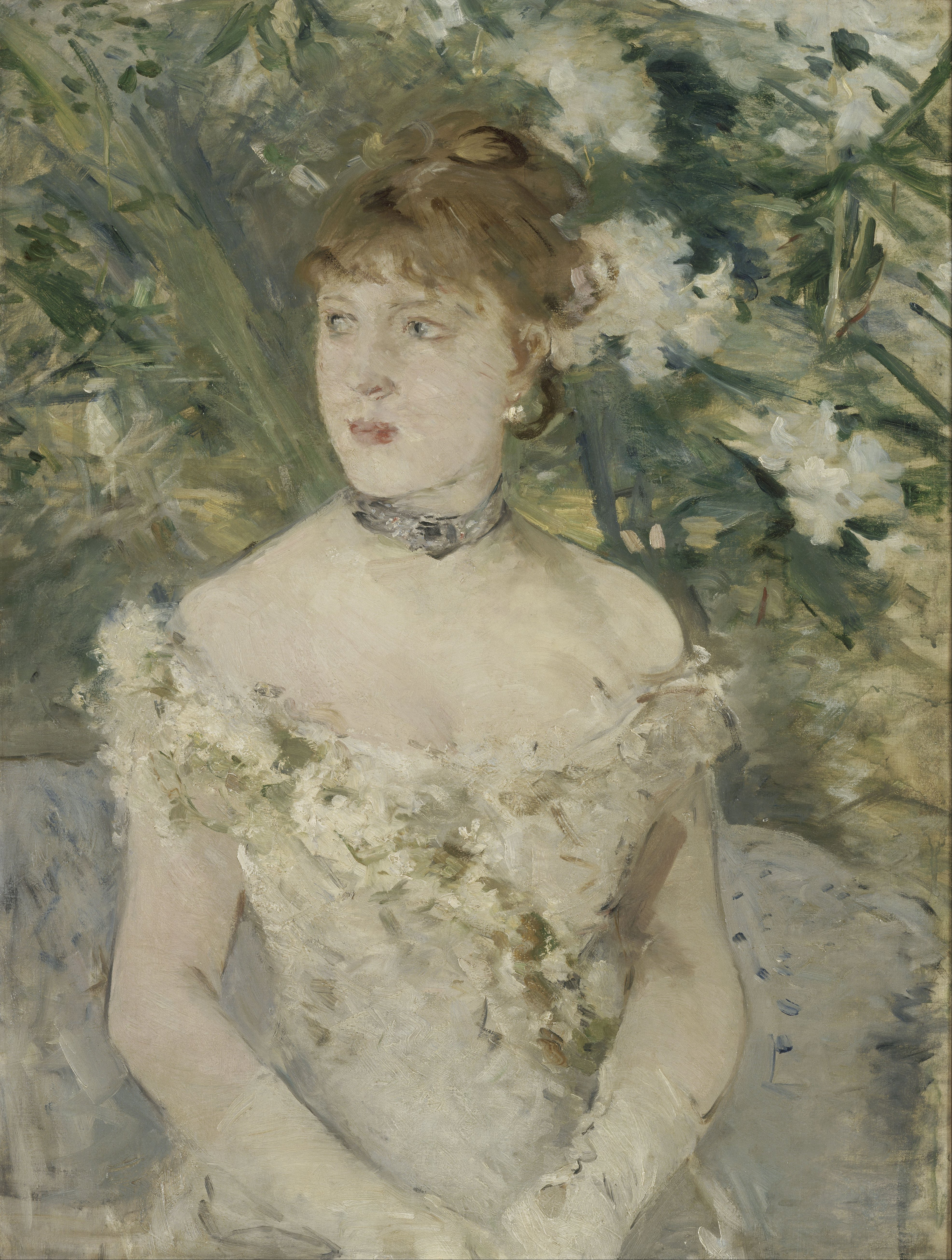 舞踏会のドレスを着た若い女性 by Berthe Morisot - 1879年 - 71.5 x 54 cm 