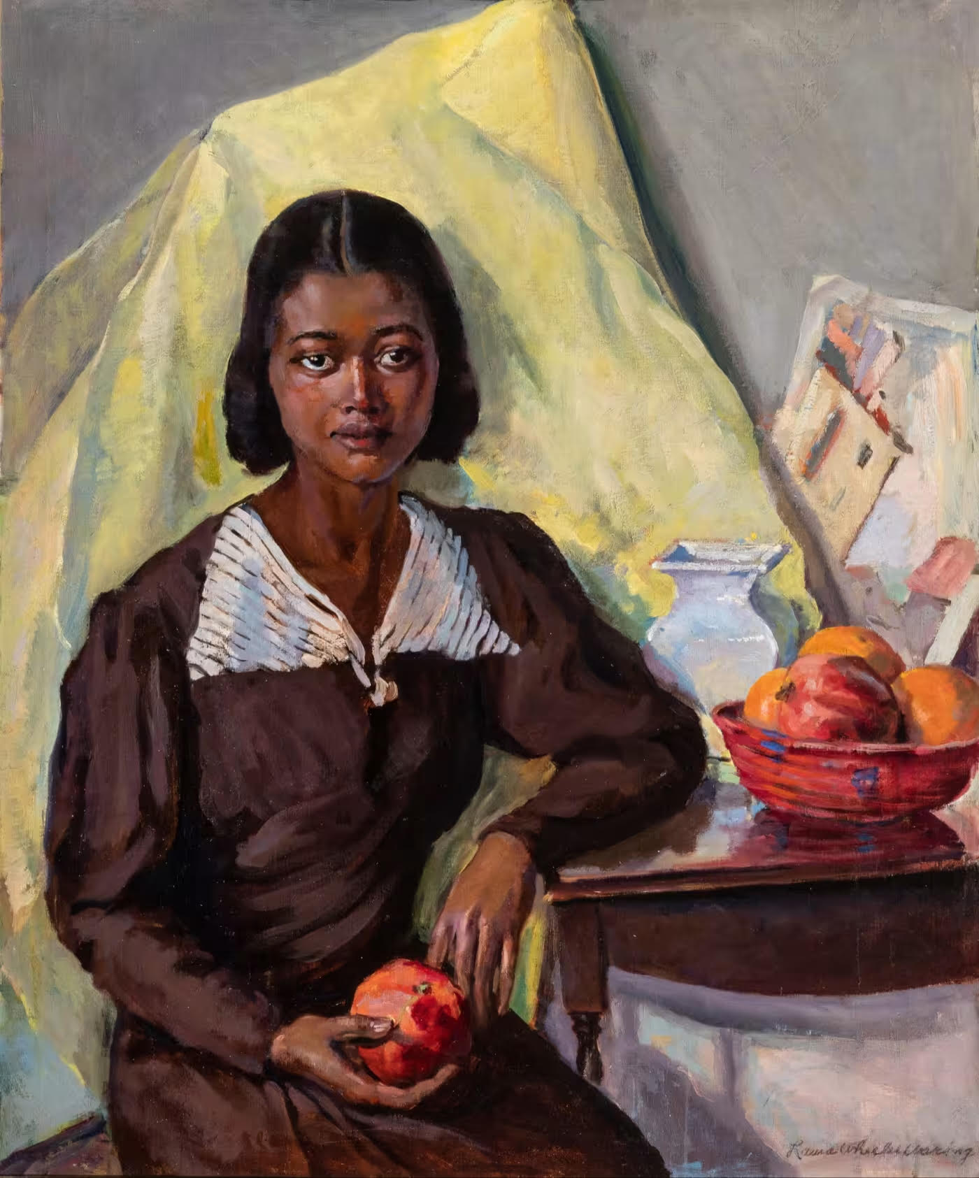 Nar ile Kız (orig. "Girl with Pomegranates") by Laura Wheeler Waring - 1938 - 92.1 × 76.7 cm özel koleksiyon
