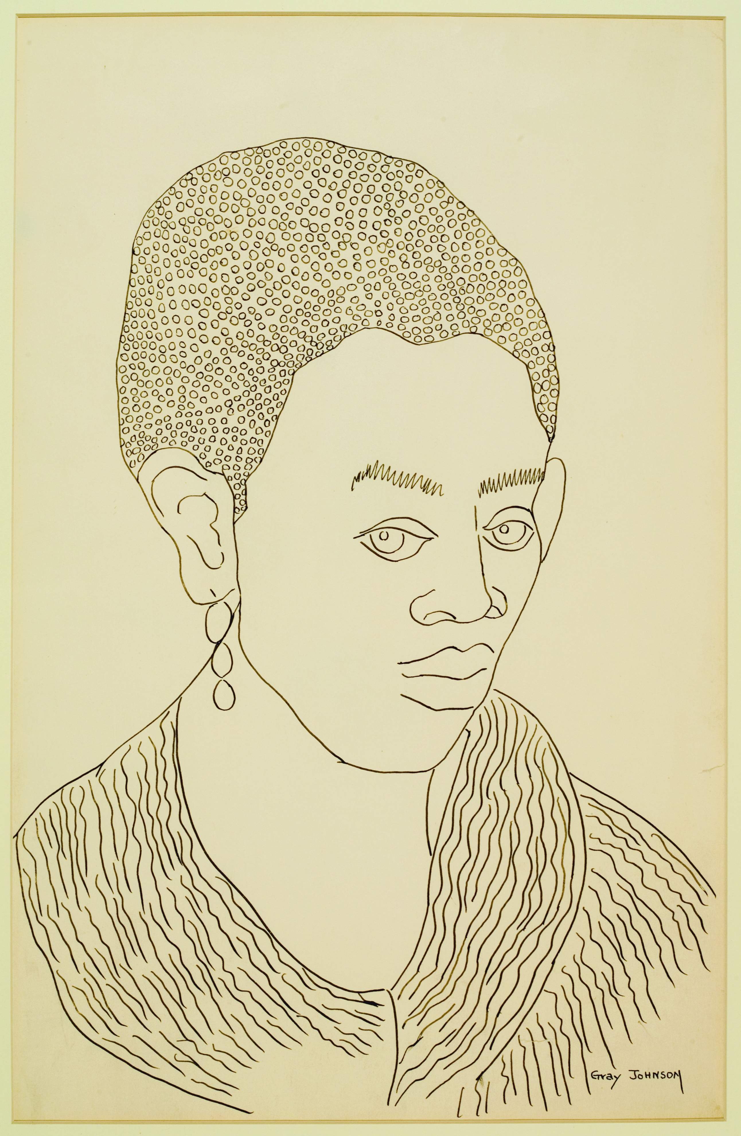 戴耳环的少女研究绘画 by 马尔文 格雷·约翰逊 - 1930 - 41.91 x 26.67厘米 私人收藏