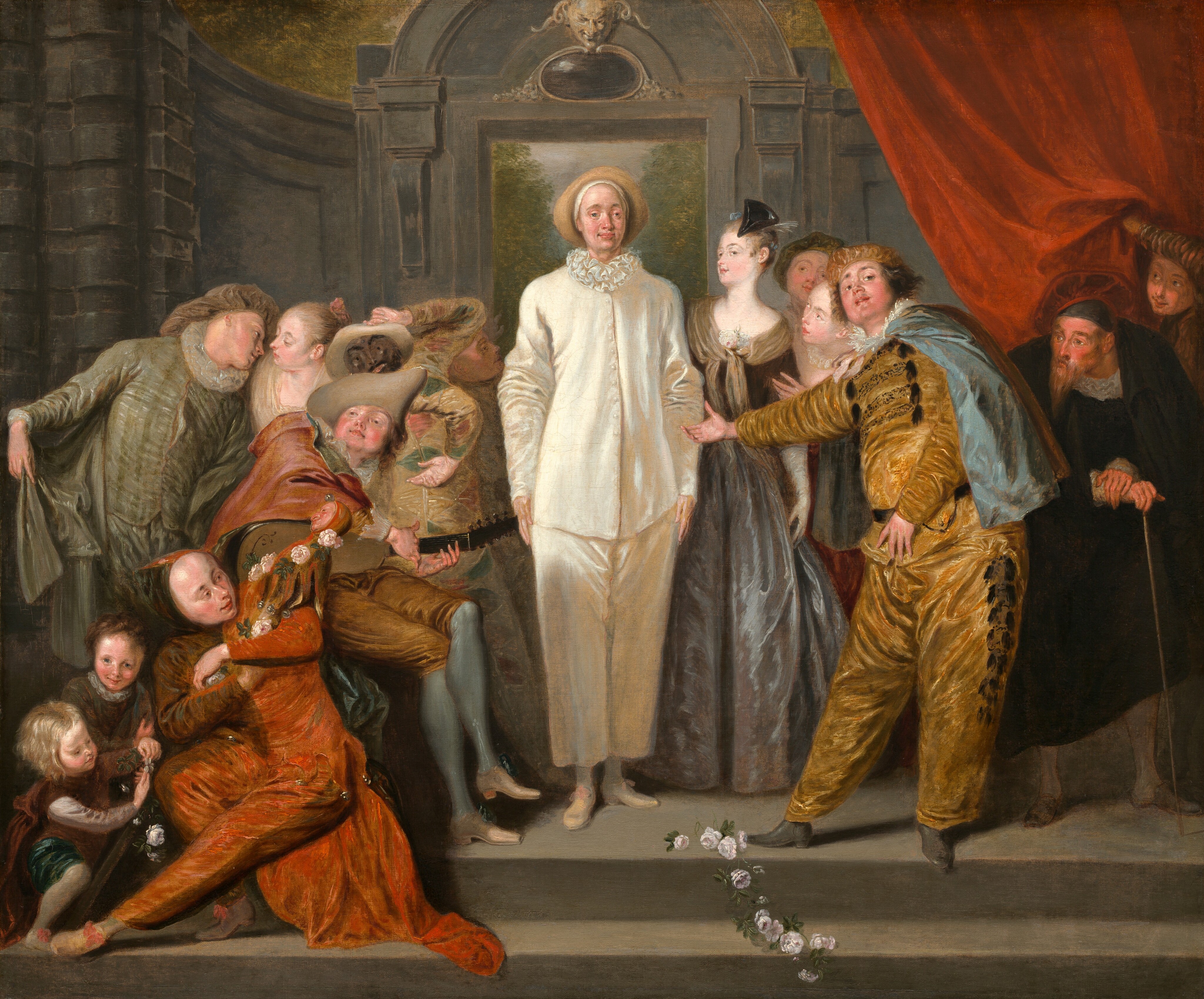 De Italiaanse komieken by Antoine Watteau - 1720 - 63.8 × 76.2 cm 