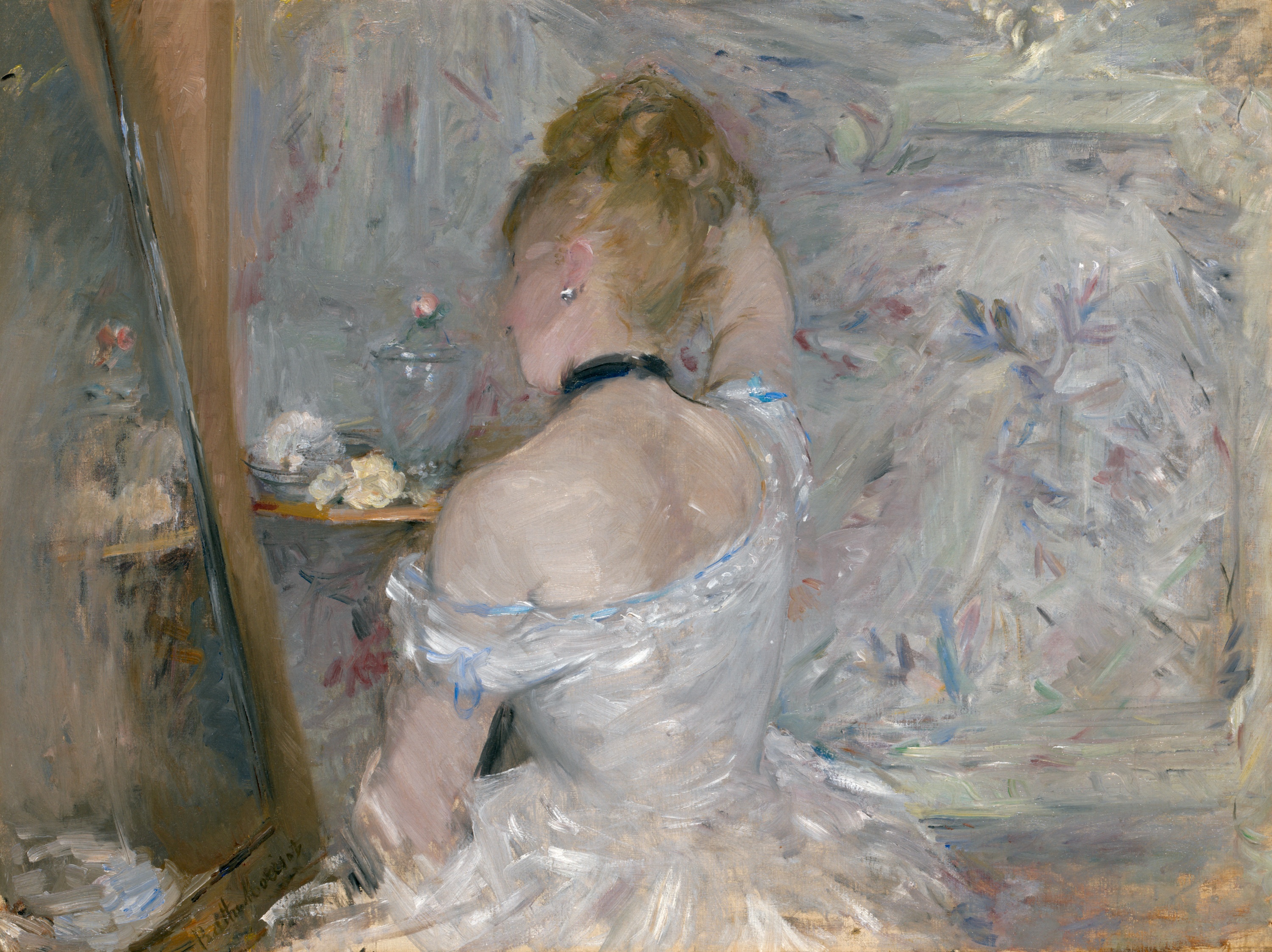 Nő a pipereasztalánál by Berthe Morisot - 1875–80 - 60,3 × 80,4 cm 