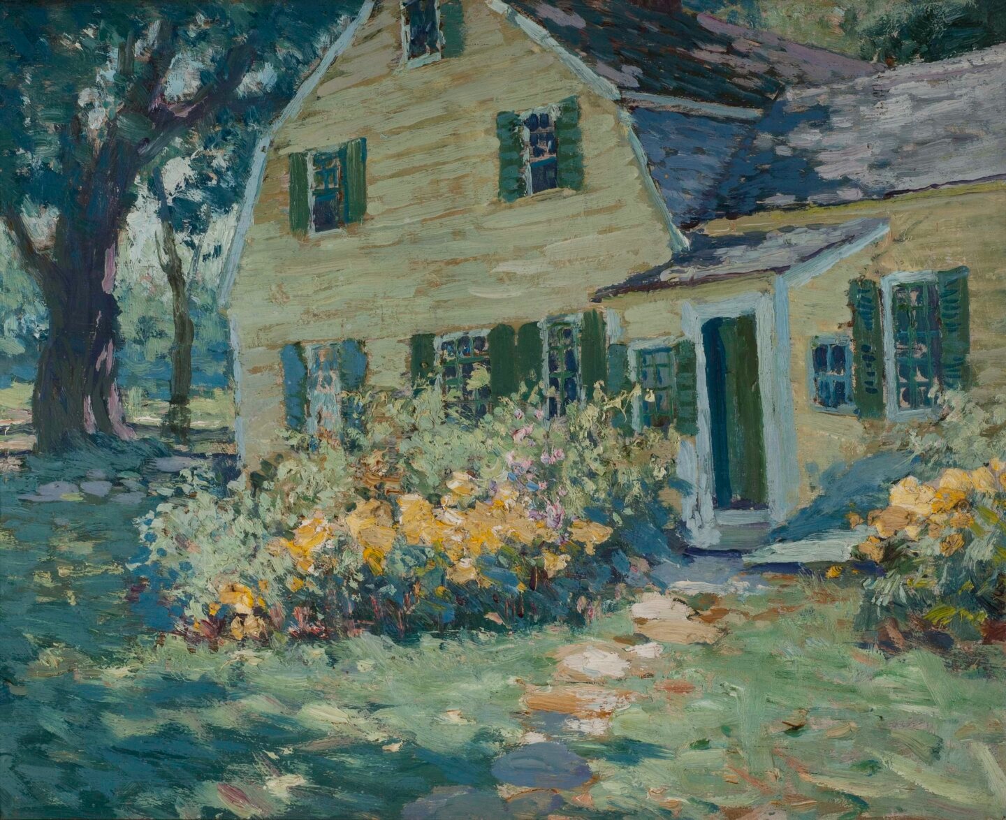 Без назви [Жовтий будинок із жовтими трояндами] by Matilda Browne - після 1918 - 28 × 35.5 см 
